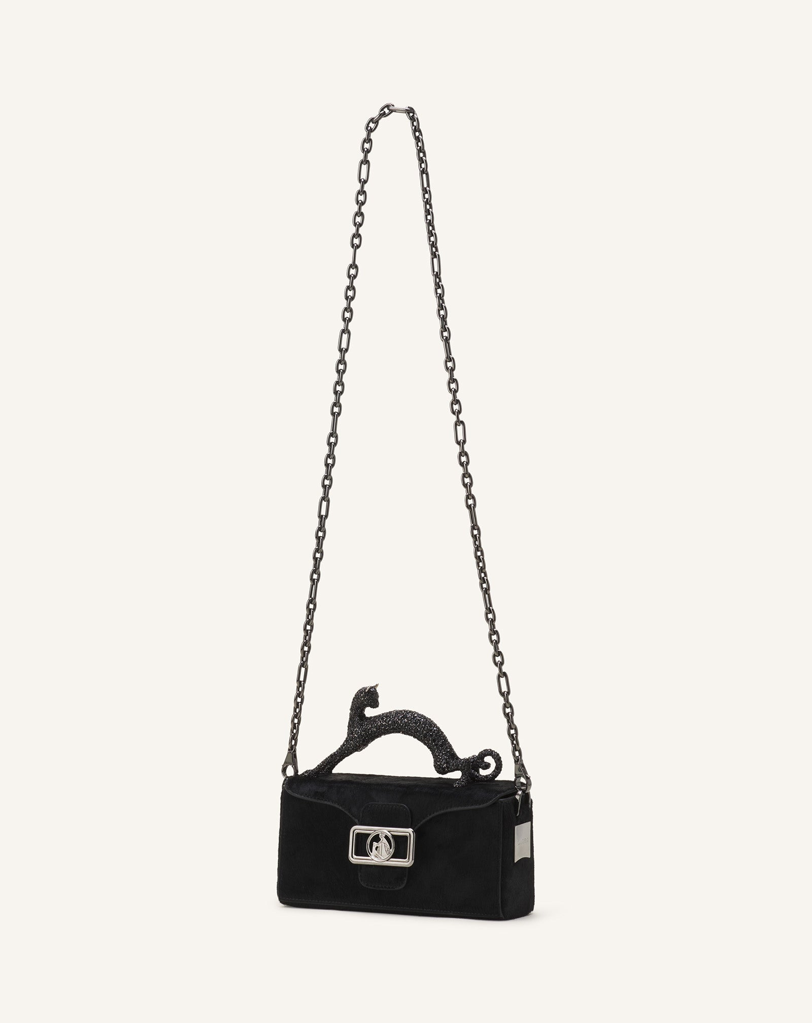 PENCIL CAT NANO LEATHER BAG WITH PONY EFFECT AND RHINESTONES - 2