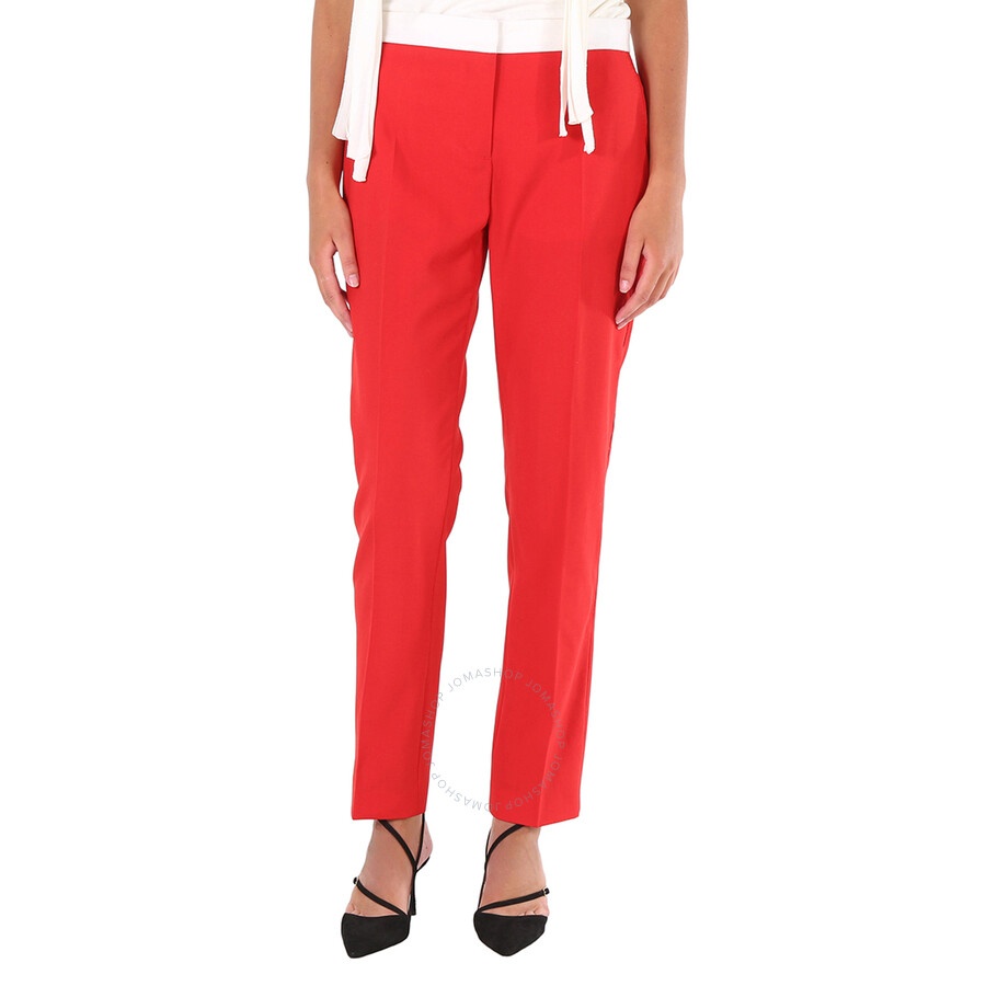 Burberry Ladies Bright Red Hanover Two-tone Wool Tailored Trousers - 2
