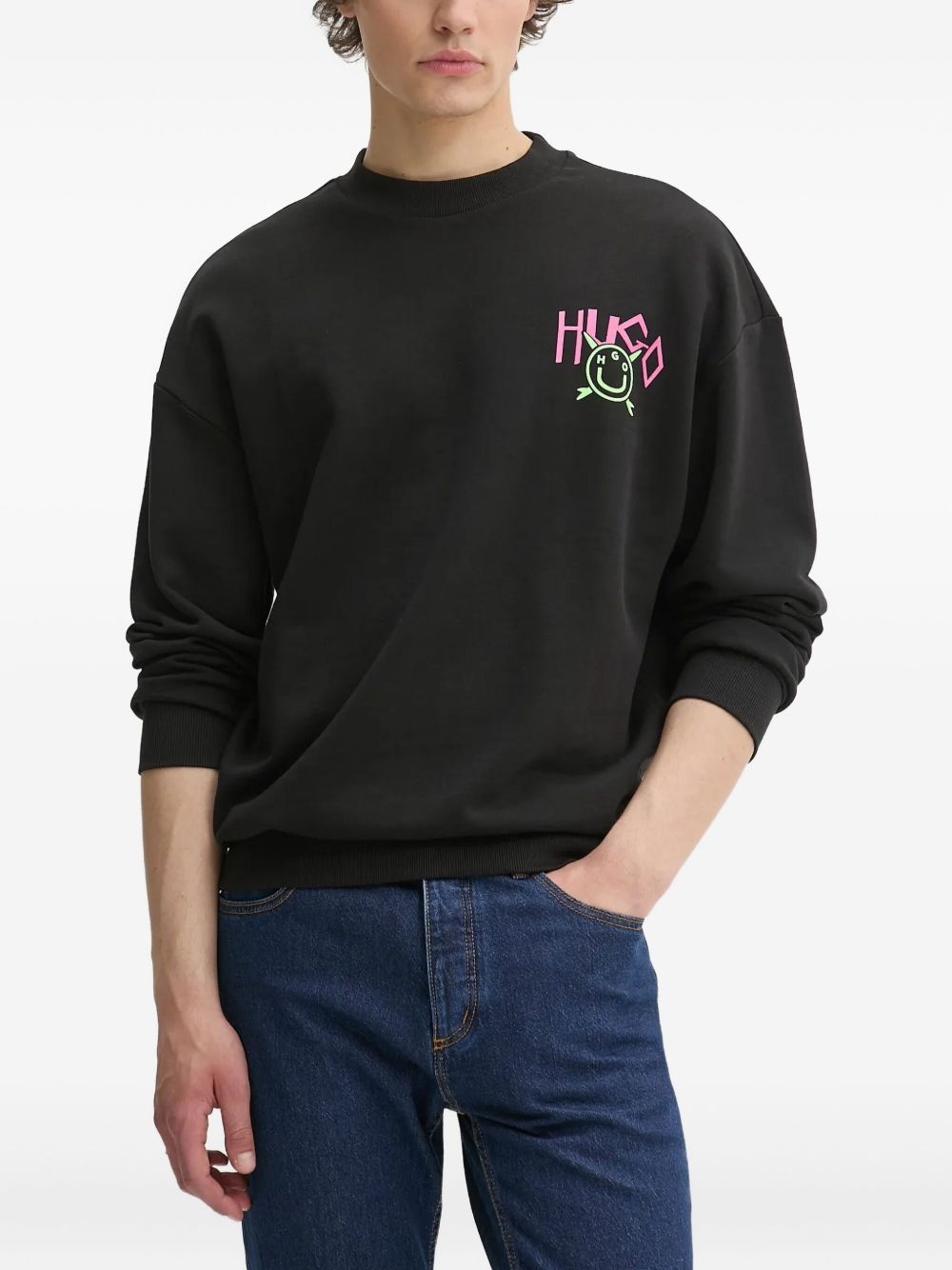 Happy-logo cotton sweatshirt - 1