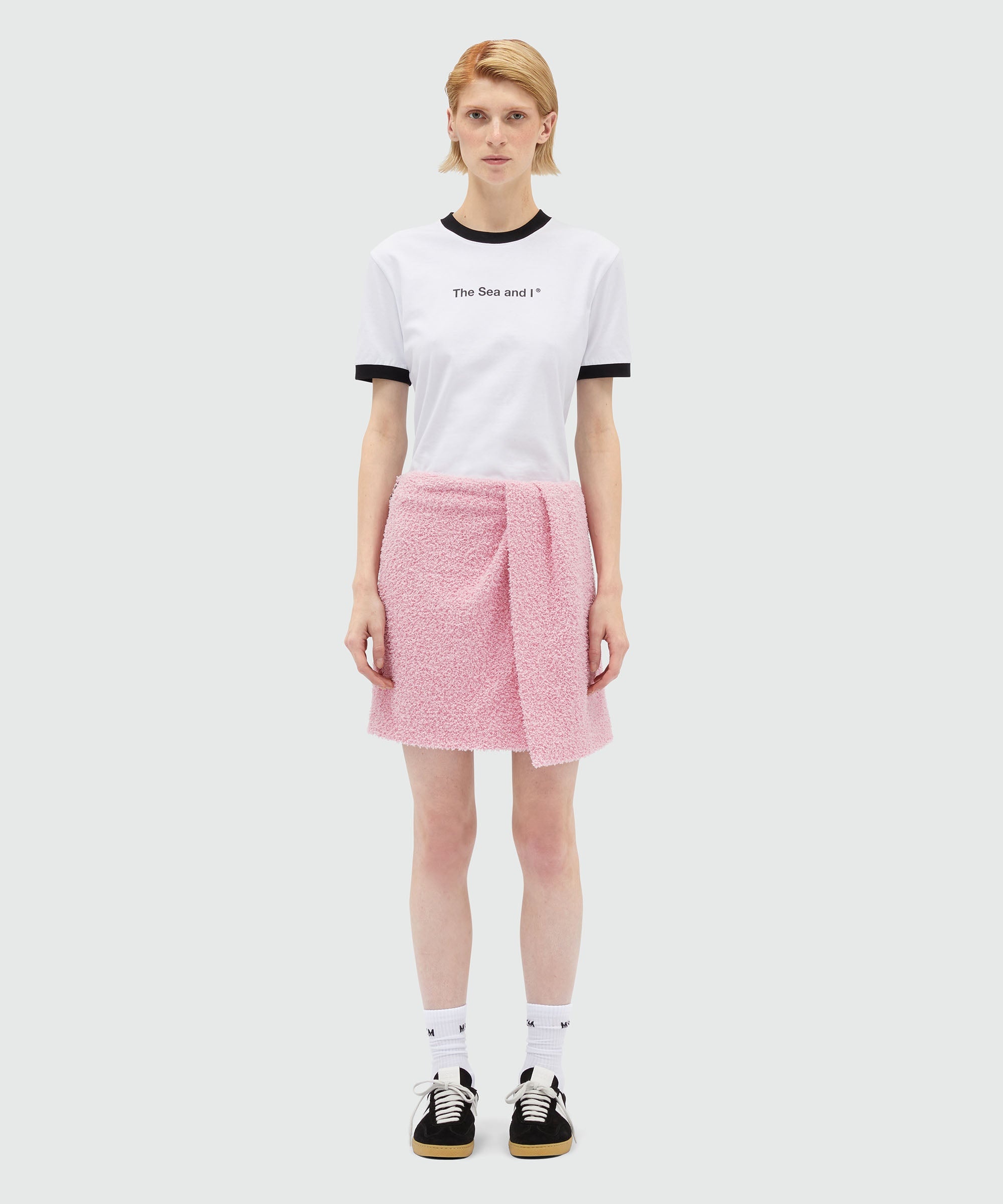 Short skirt in pink sponge-effect tweed - 2