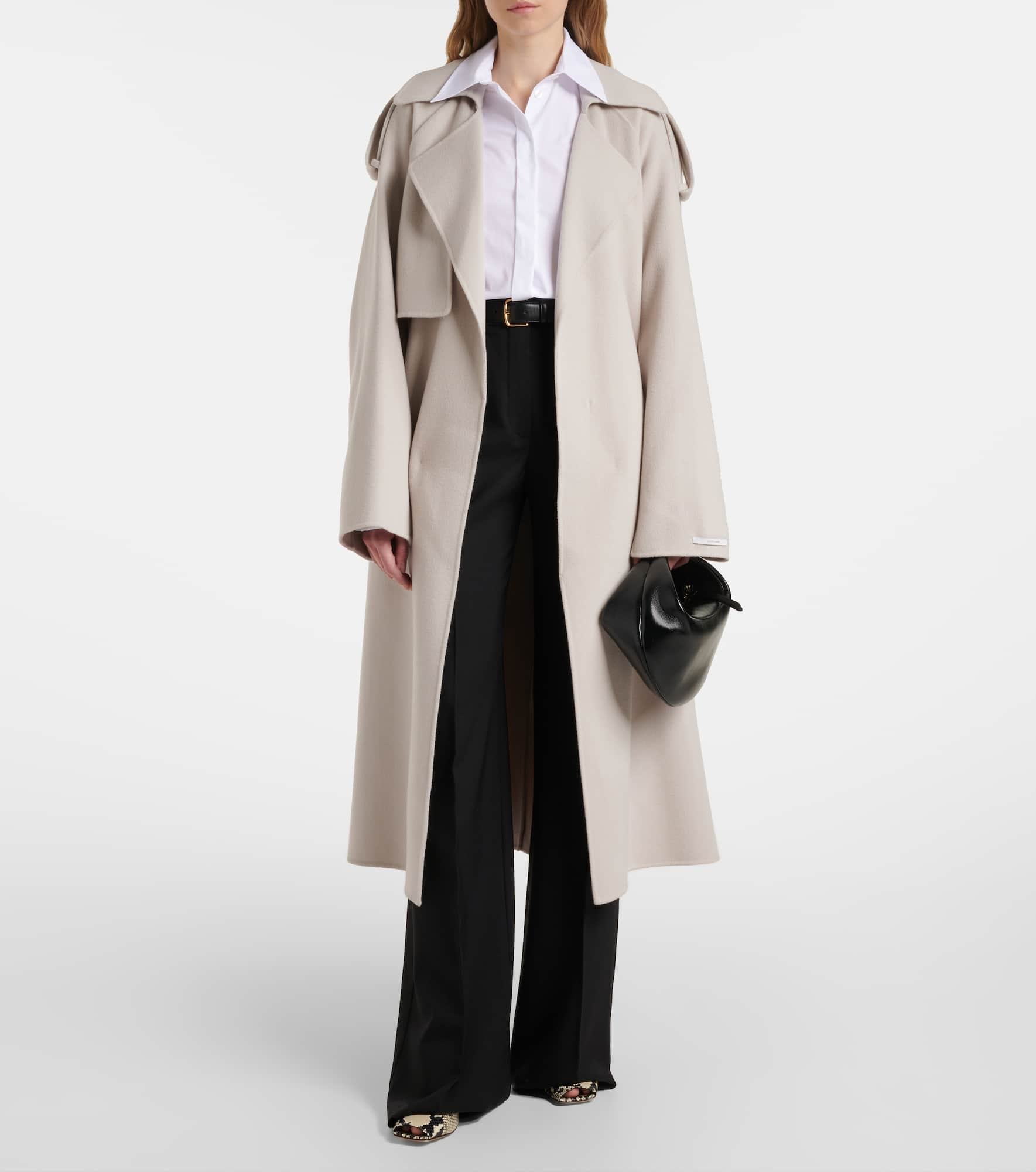トレンチコート SPORTMAX FIORE TRENCH COAT IN PURE WOOL Pure wool trench coat, black | Sportmax