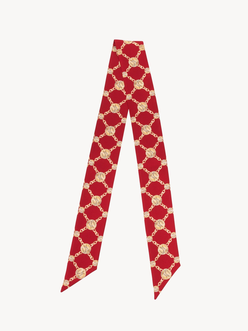 THE CHLOÉ HORSE MEDAL BANDEAU SCARF IN SILK TWILL 1