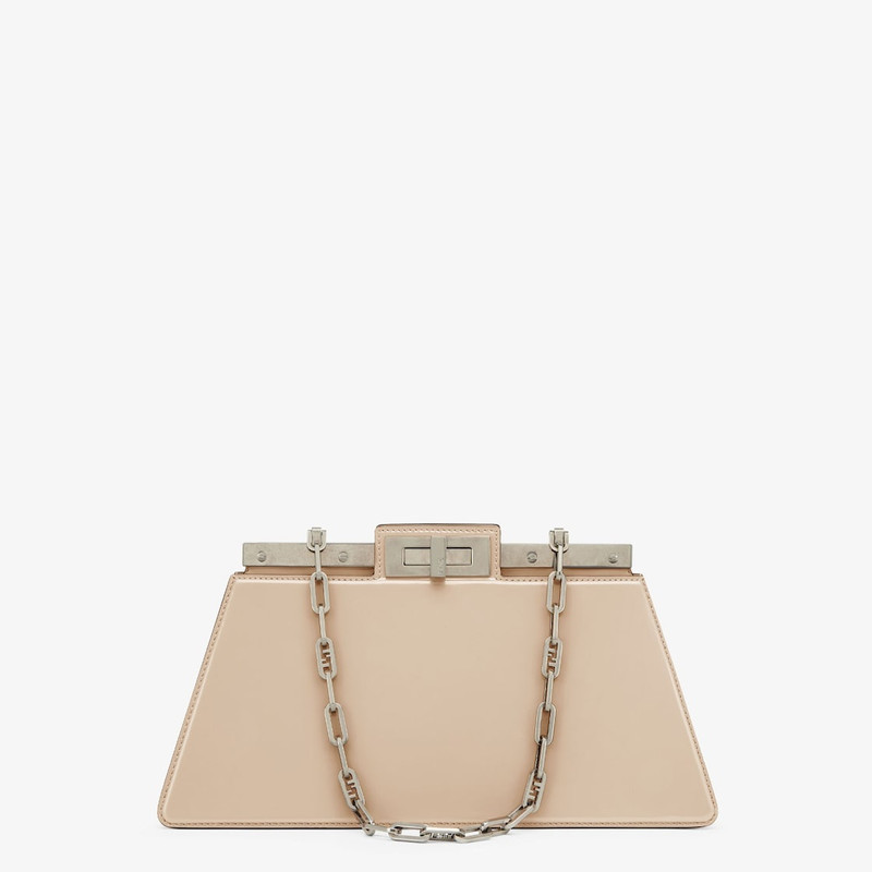Medium Peekaboo Cut bag made of glossy beige leather. A new evolution of the iconic Peekaboo ISeeU, 1