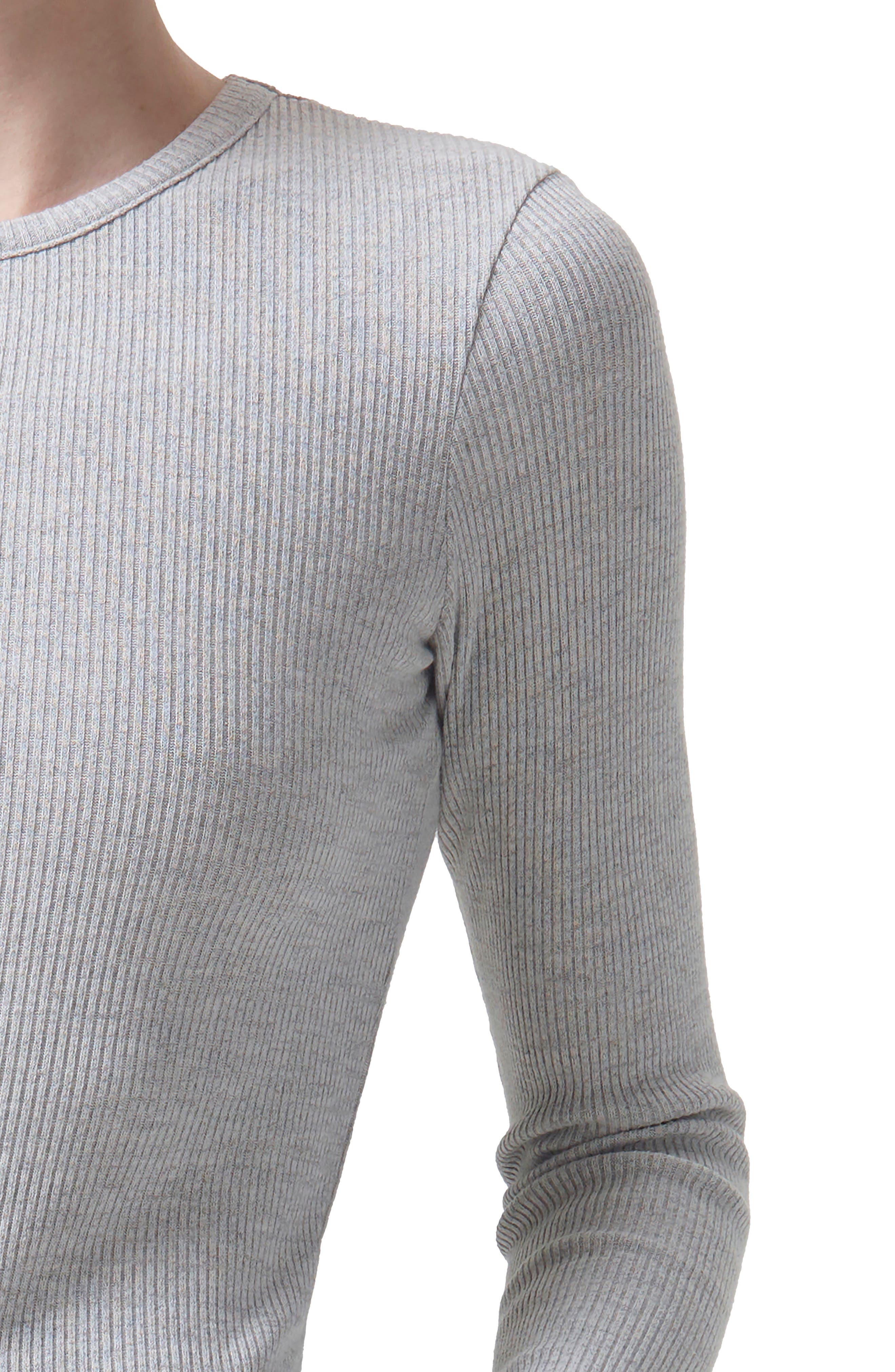 AGOLDE Alma Shrunken Long Sleeve Top in Brushed Grey Heather at Nordstrom - 3