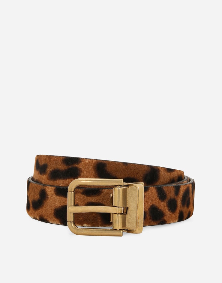 Leopard print belt with pony hair effect - 1