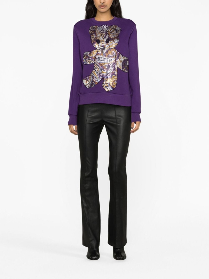 PHILIPP PLEIN rhinestoned teddy bear-print sweatshirt outlook