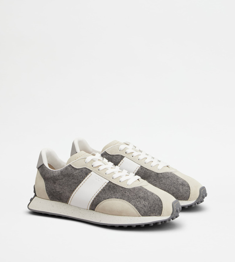 T VINTAGE SNEAKERS IN SUEDE AND FABRIC - GREY, BEIGE, WHITE 2
