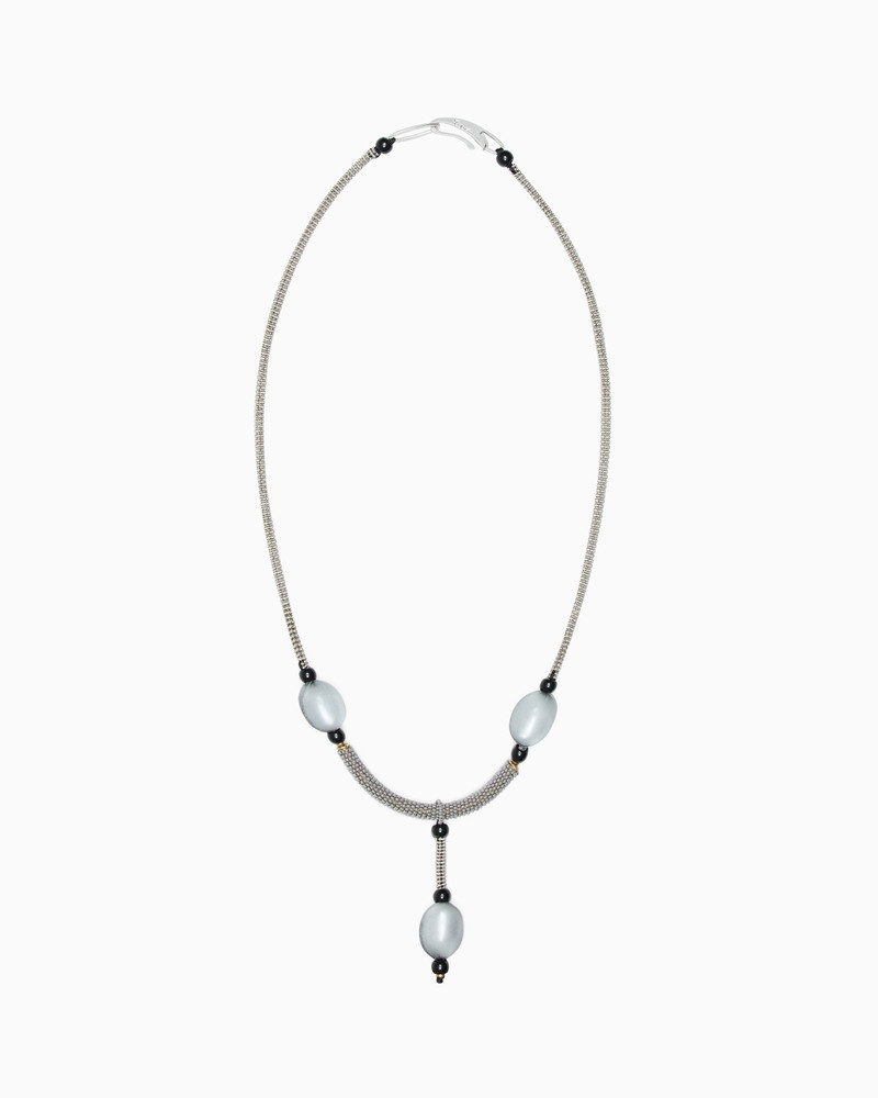 NECKLACE WITH BRASS, RESIN AND GLASS PENDANTS 1