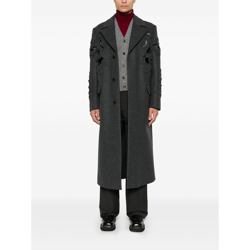 Valentino Grey Coats - Single Breasted Coats Men - 5