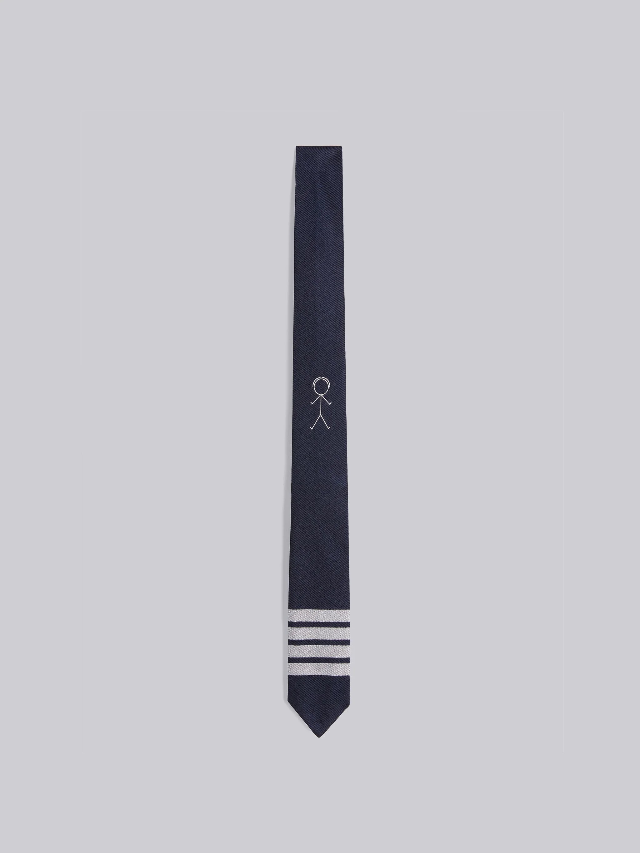 Navy Silk Jacquard Mr.thom Icon 4-Bar Tie - 1