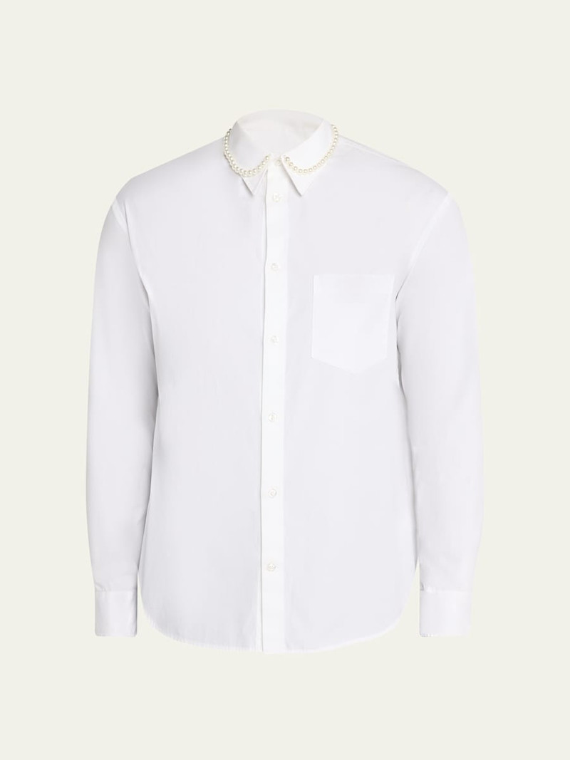 Men's Pearly-Collar Cotton Button-Down Shirt 1