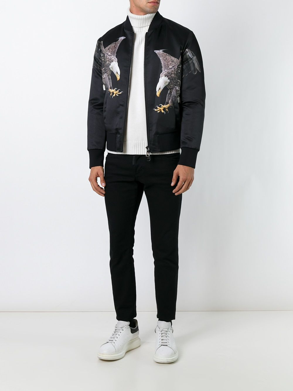 eagle print bomber jacket - 2