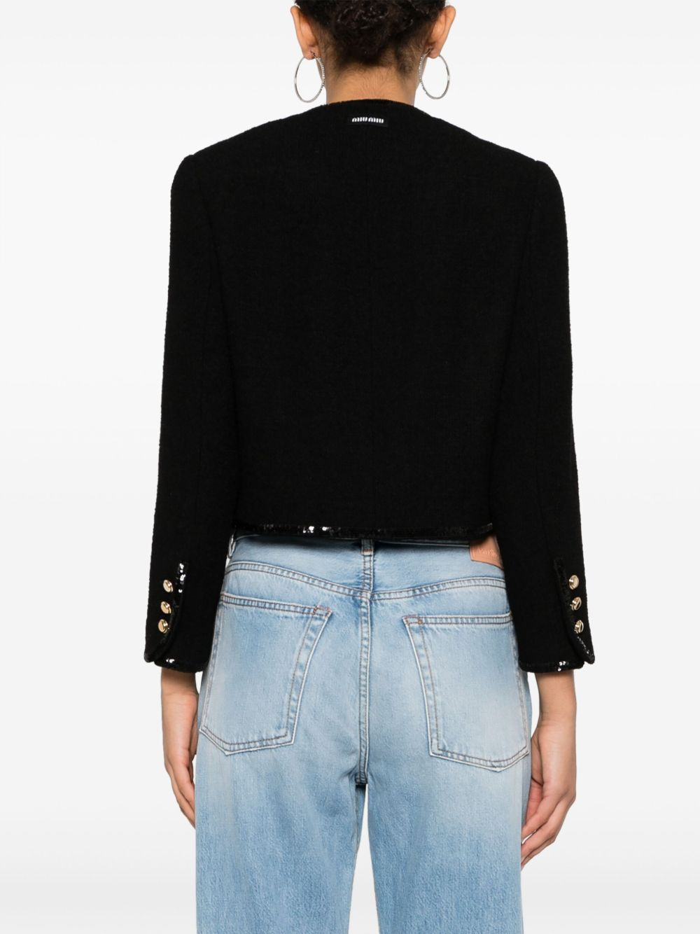 sequin-embellished tweed jacket - 4