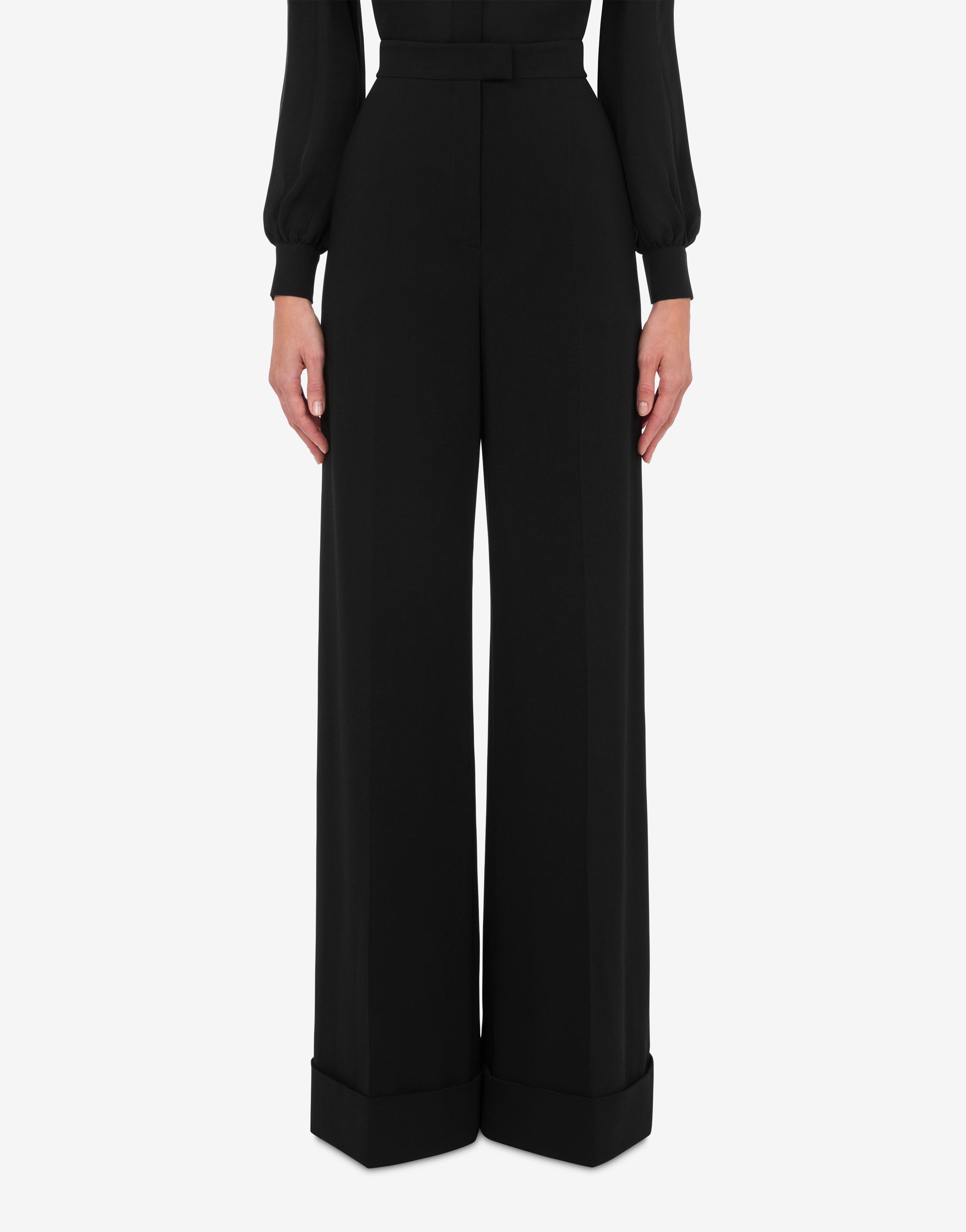 STRETCH GABARDINE PALAZZO TROUSERS - 2