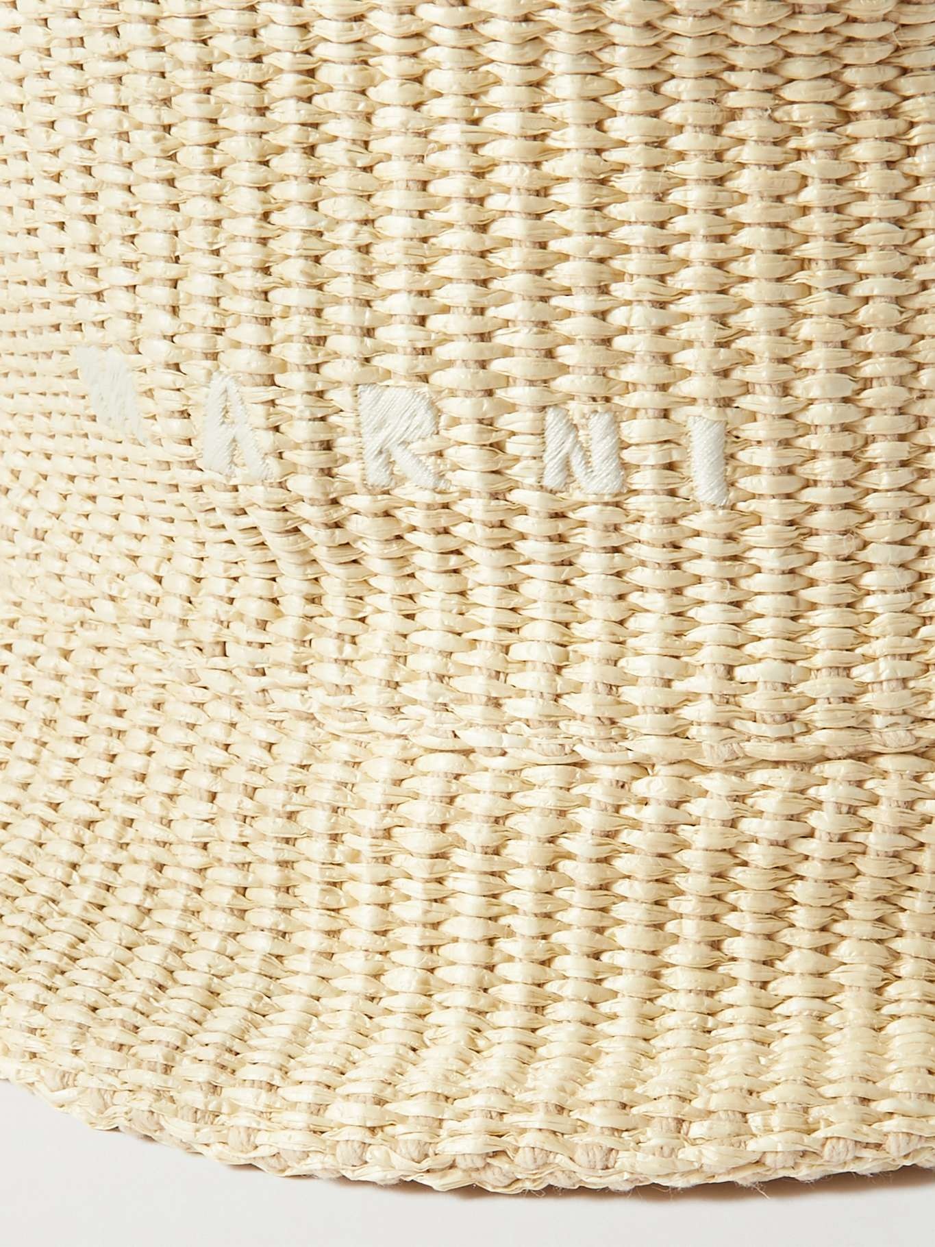 Embroidered faux raffia bucket hat - 3