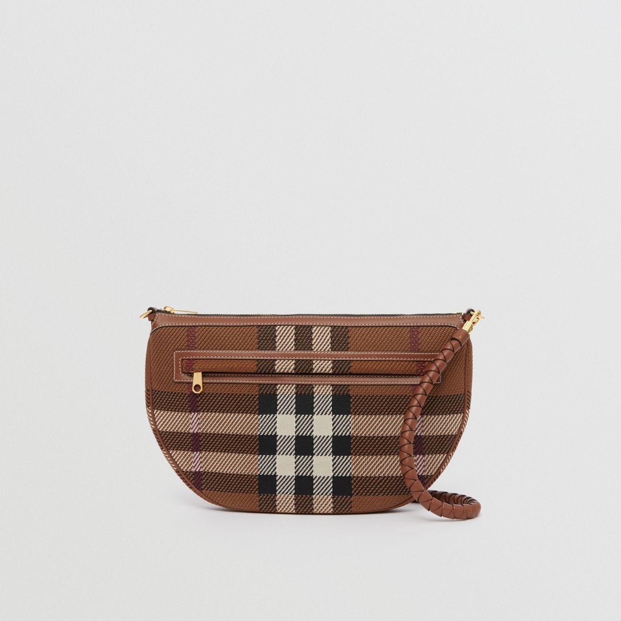 Large Knitted Check and Leather Olympia Pouch - 4