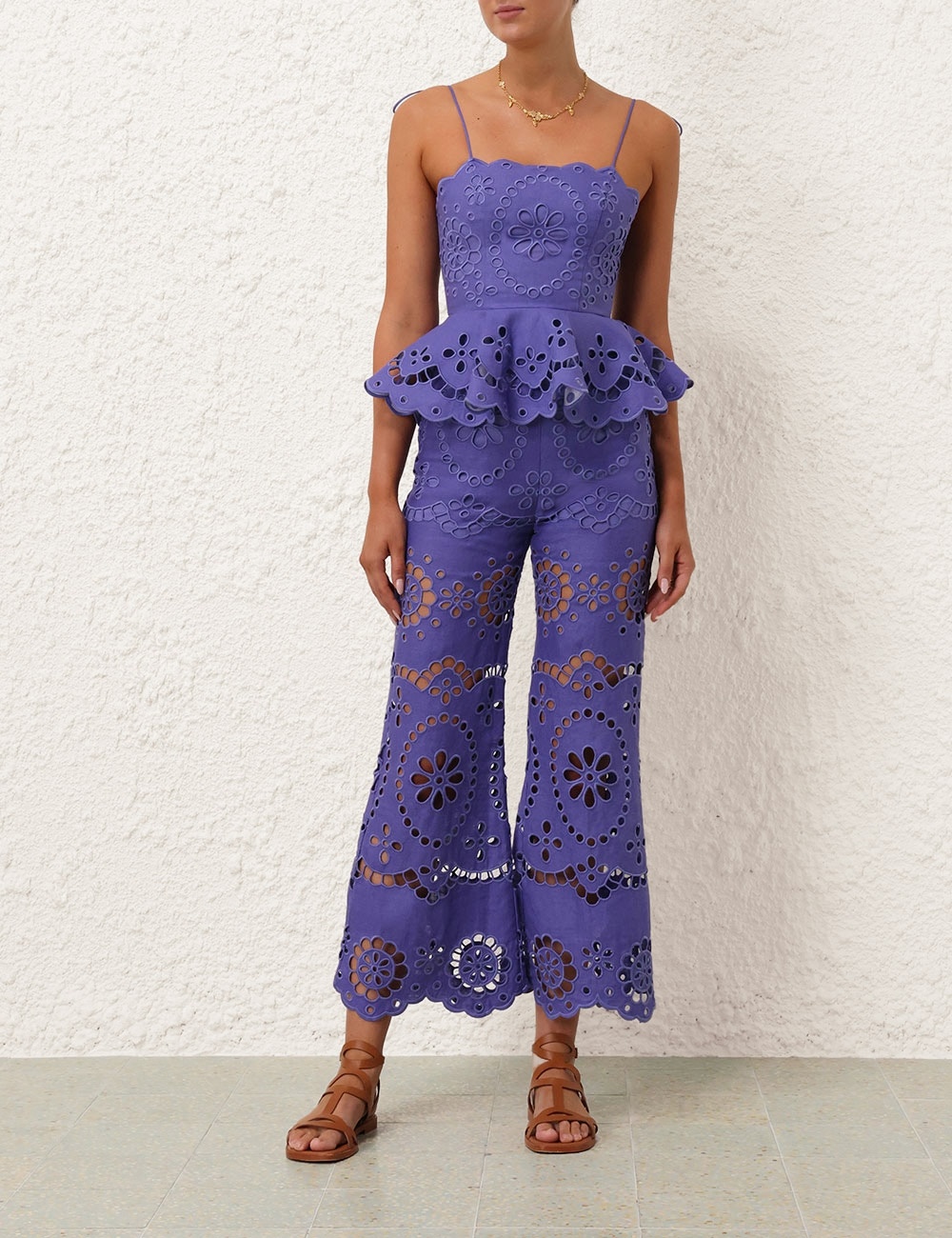 ボトムスその他 ZIMMERMANN Women Pants 1760PRS254PPSLY Purple Maxine Wide Leg Cropped Pant Purple Paisley Online | Zimmermann