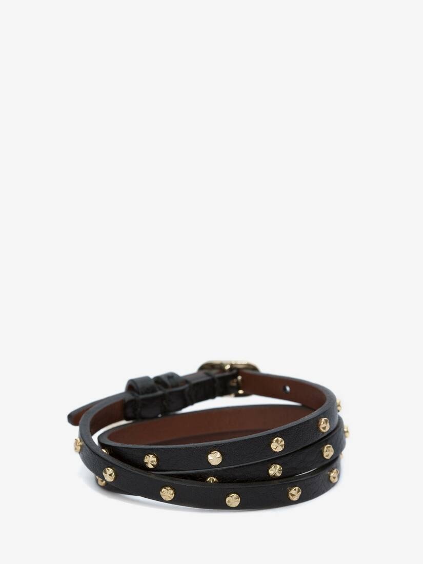 Double-wrap Studded Bracelet in Black - 2