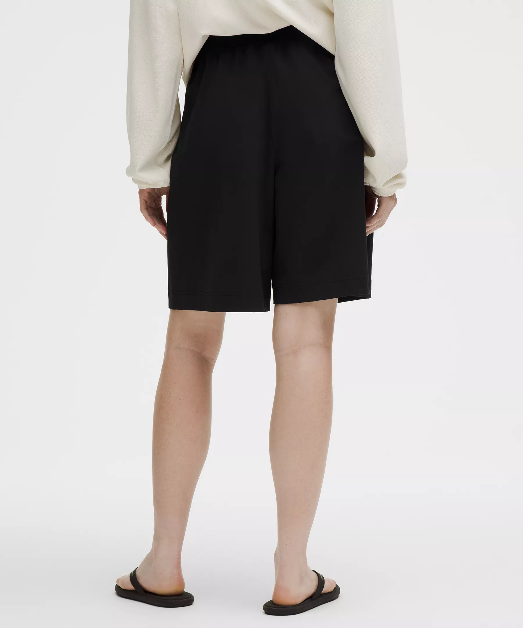 Stretch Woven Ruffle-Waist High-Rise Short 9" - 3