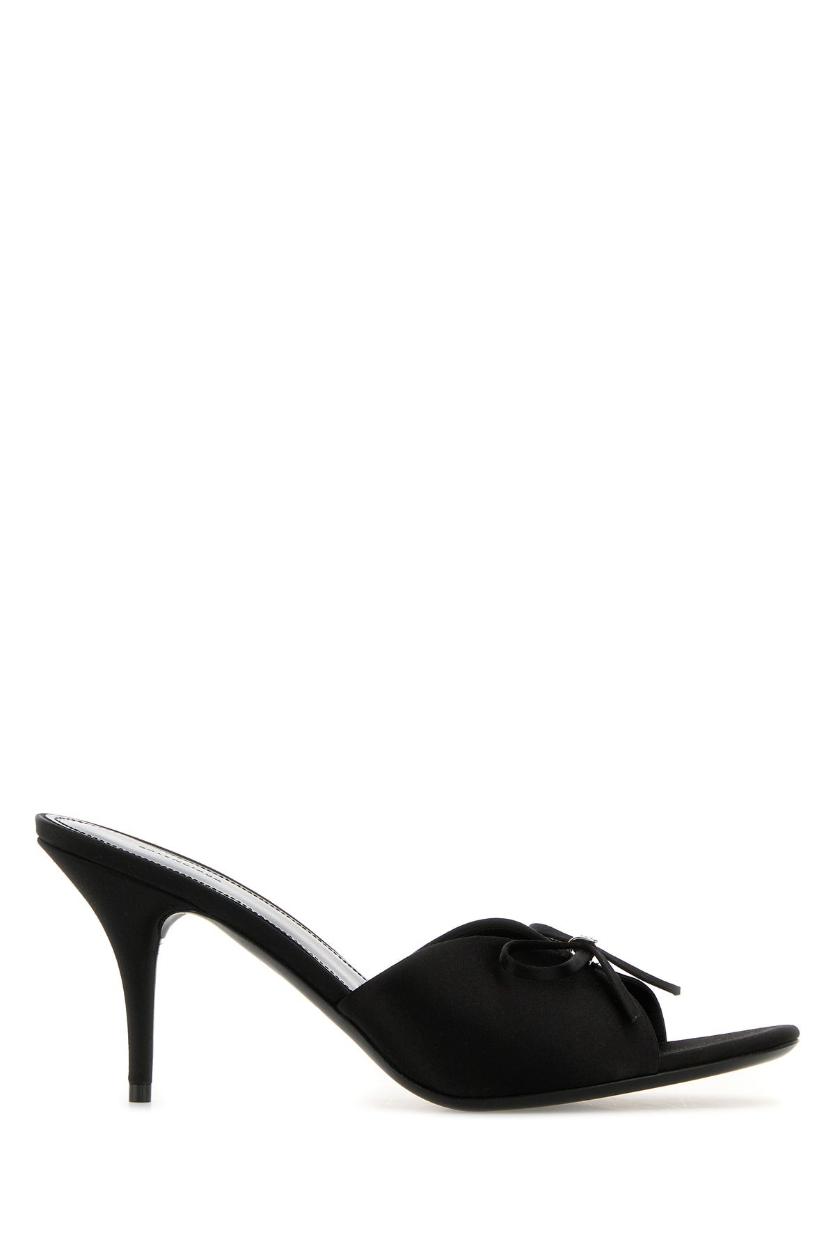 Black satin Knife Bow mules - 1