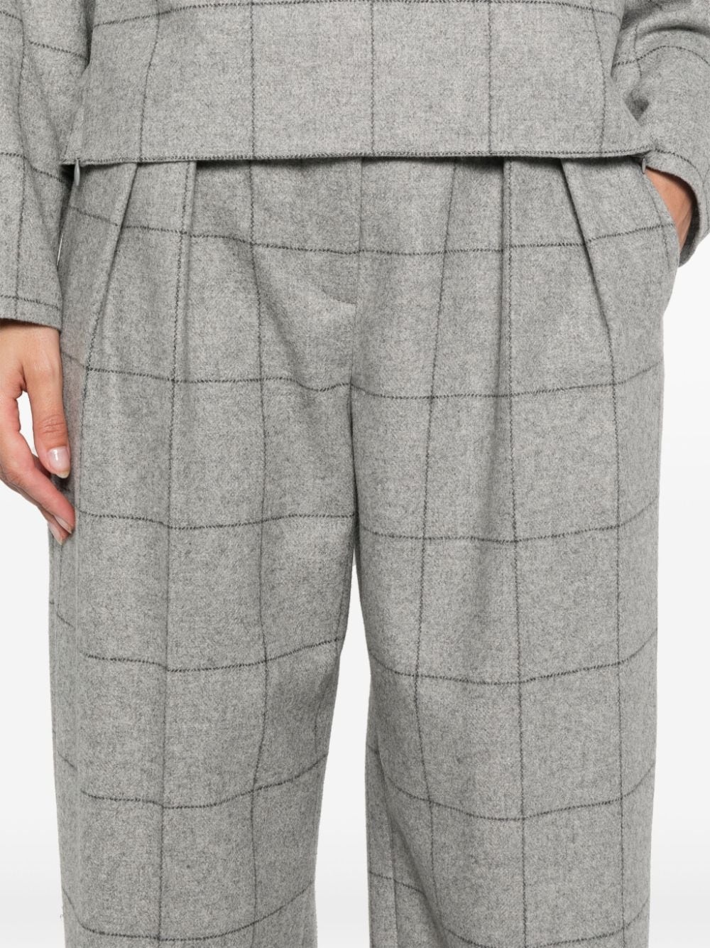 checked pleated trousers - 5
