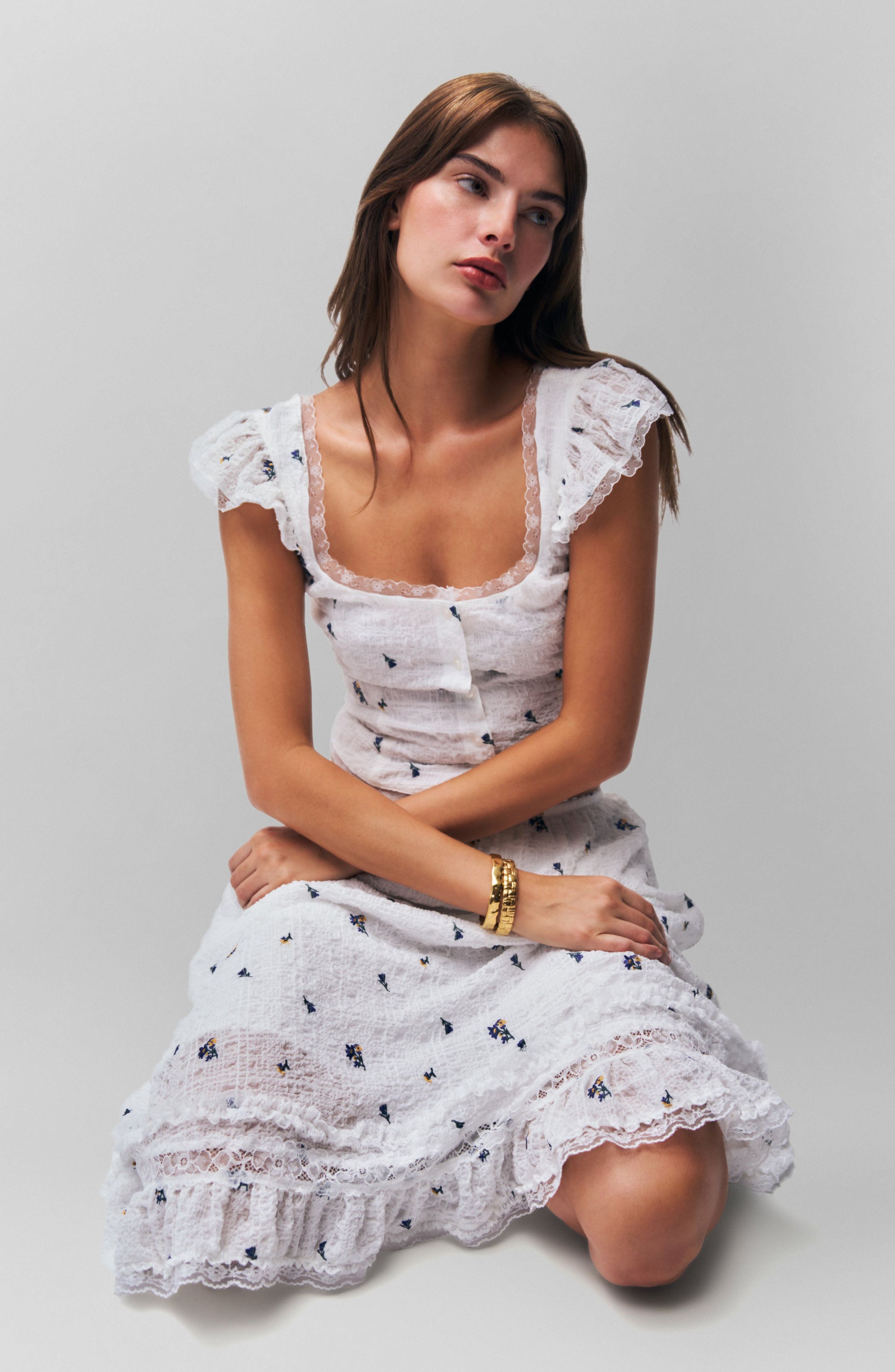 Guizio Aletta Seersucker Skirt in Embroidered White at Nordstrom - 6