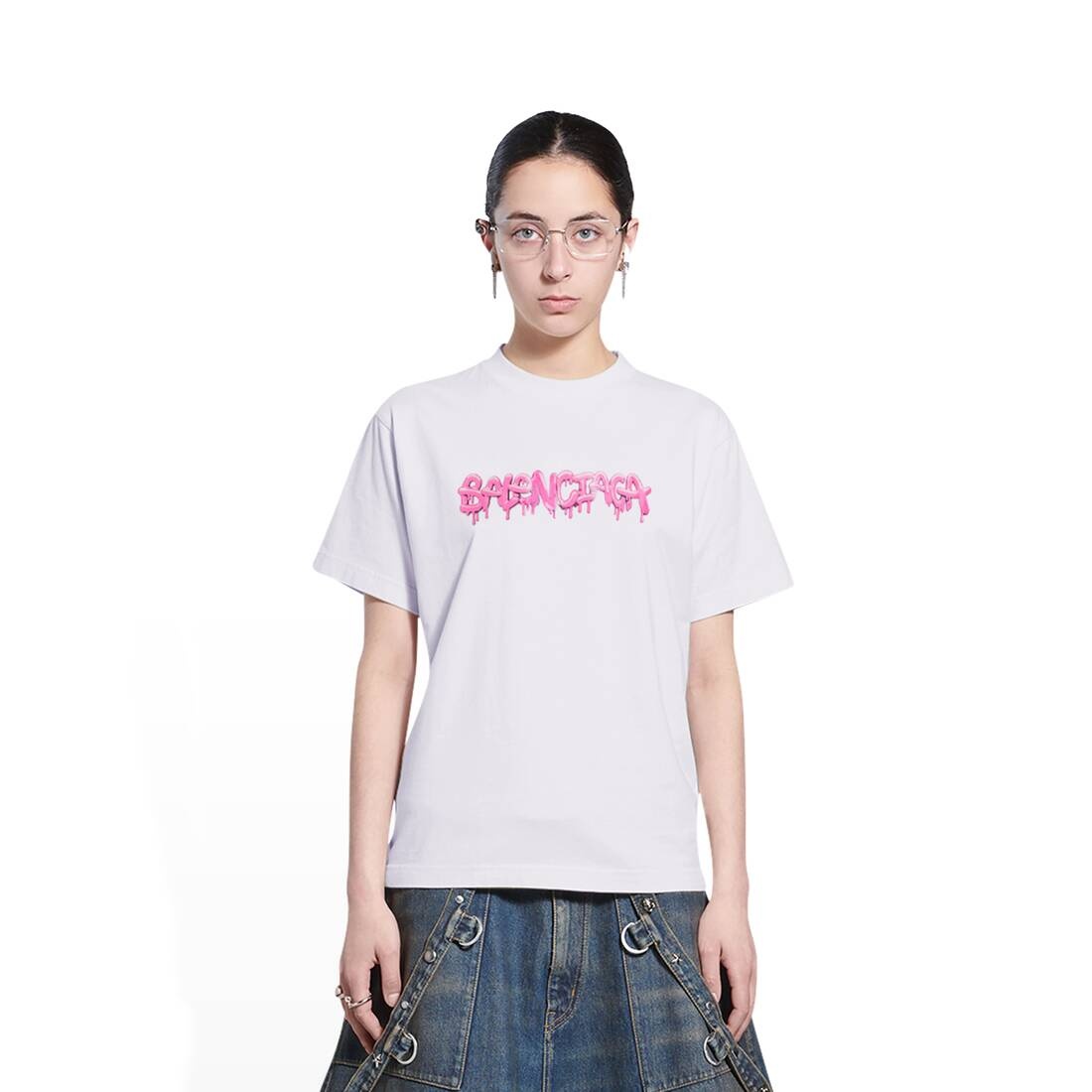 BALENCIAGA Women's Slime T-shirt Medium Fit in White