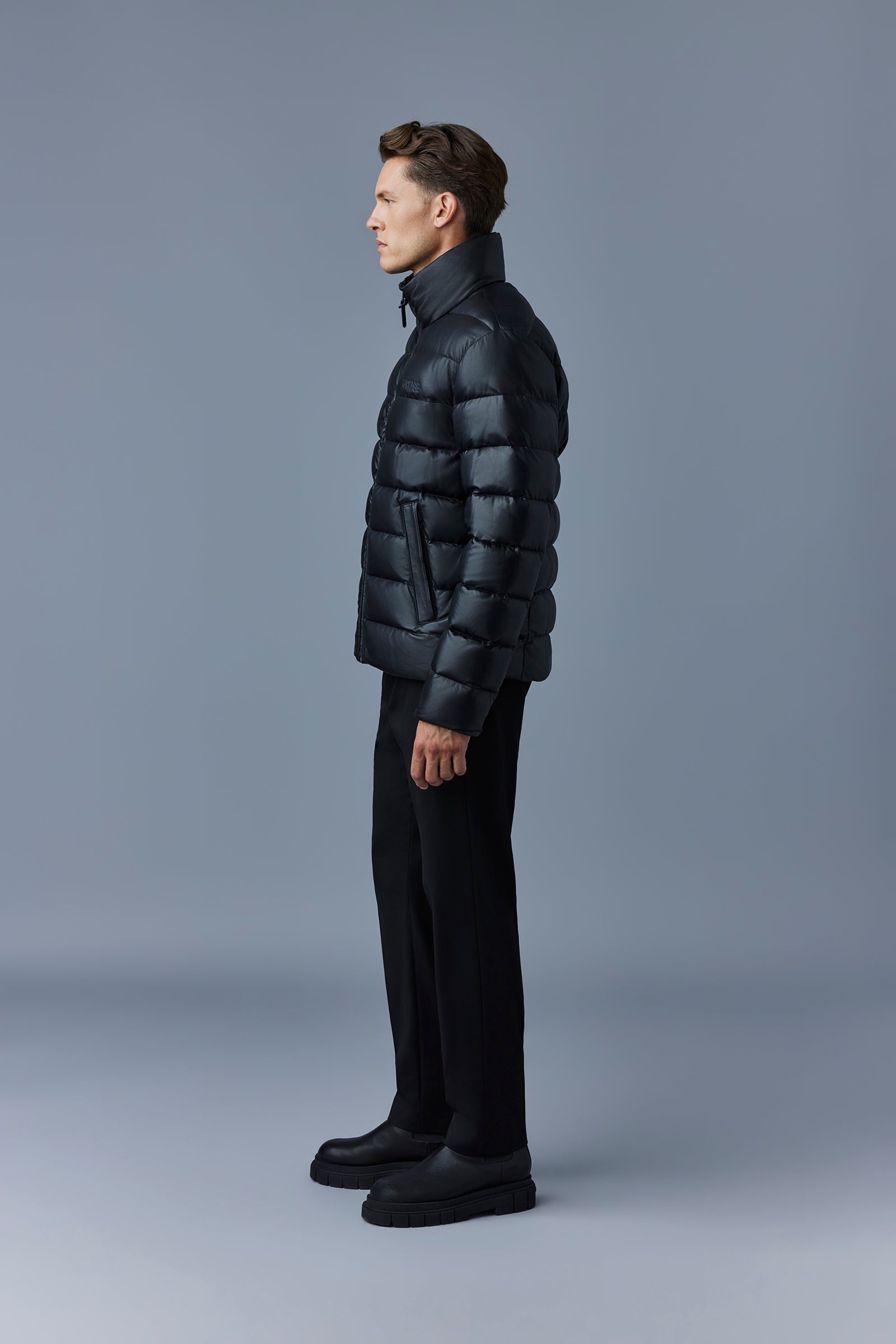 RYAN Leather down jacket with stand collar - 3