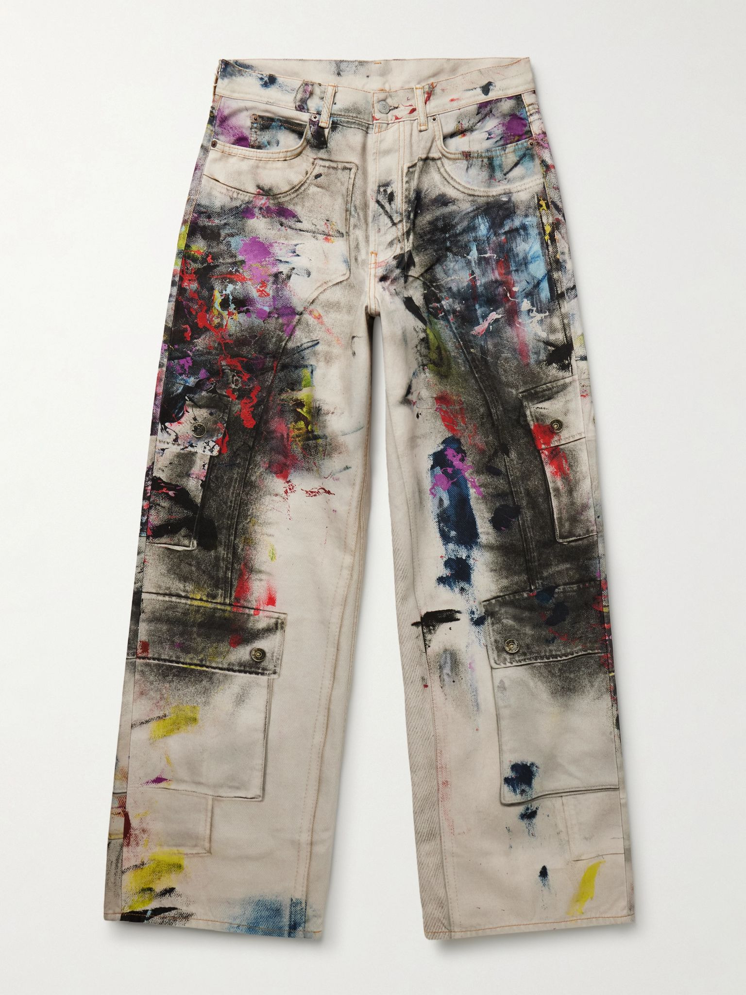 1981 Wide-Leg Trompe L'oeil Printed Jeans Off-white - 1