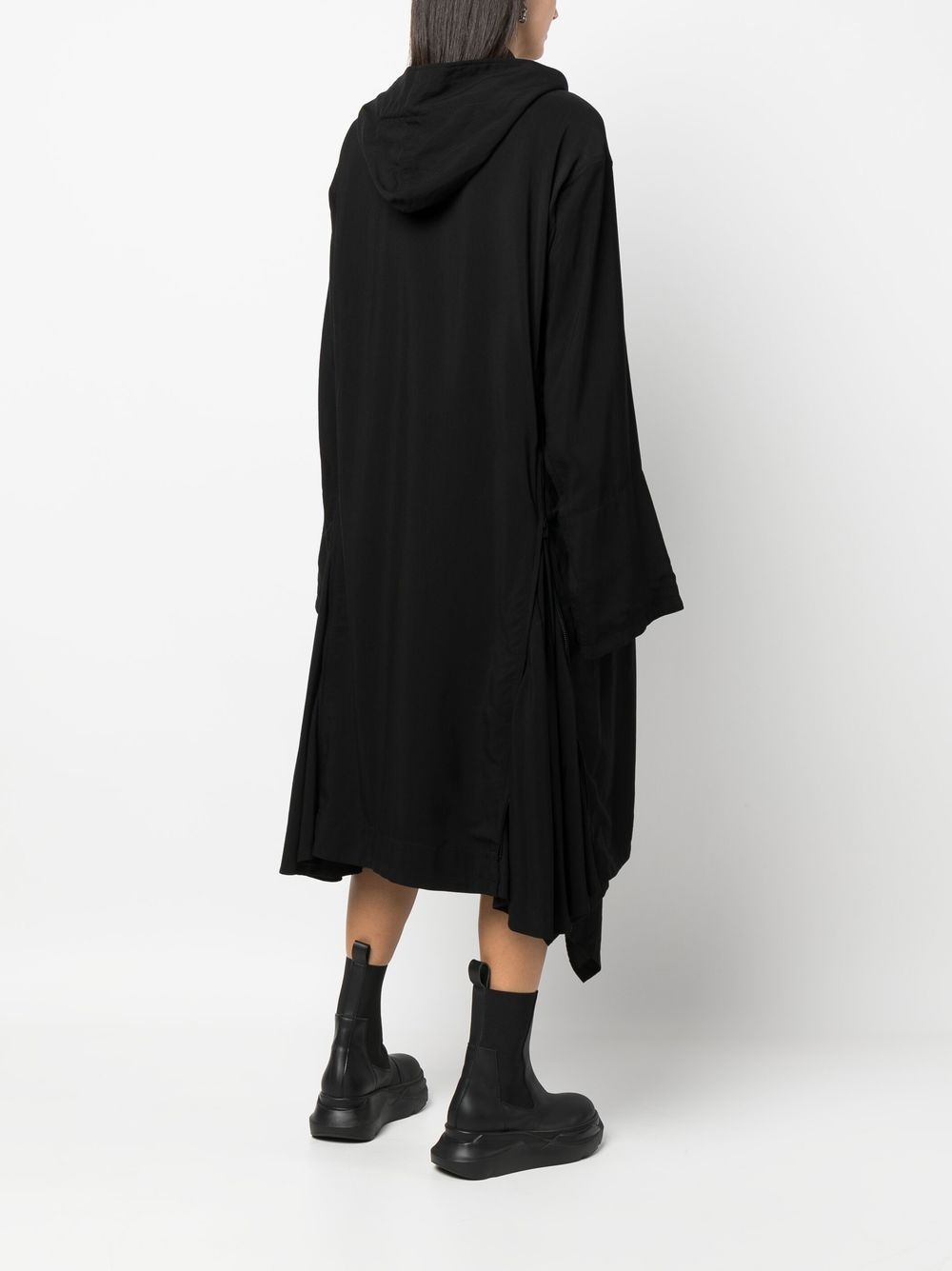 asymmetric hooded coat - 4