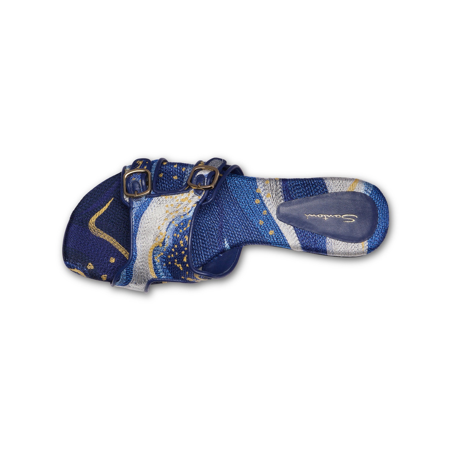 Women's cosmo embroidered fabric double-buckle Didi slide sandal - 5