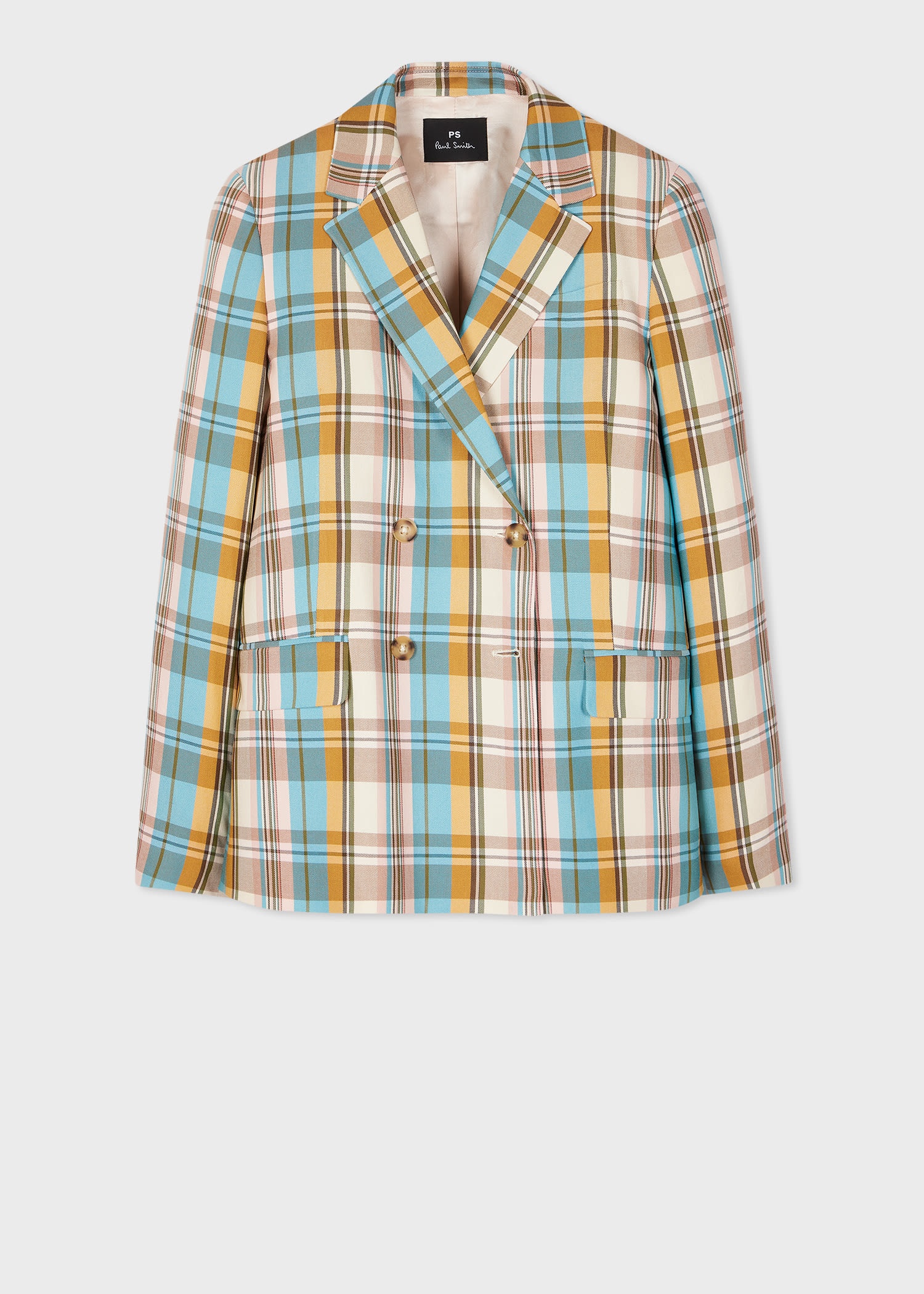 Multi Colour Check Double Breasted Jacket - 1
