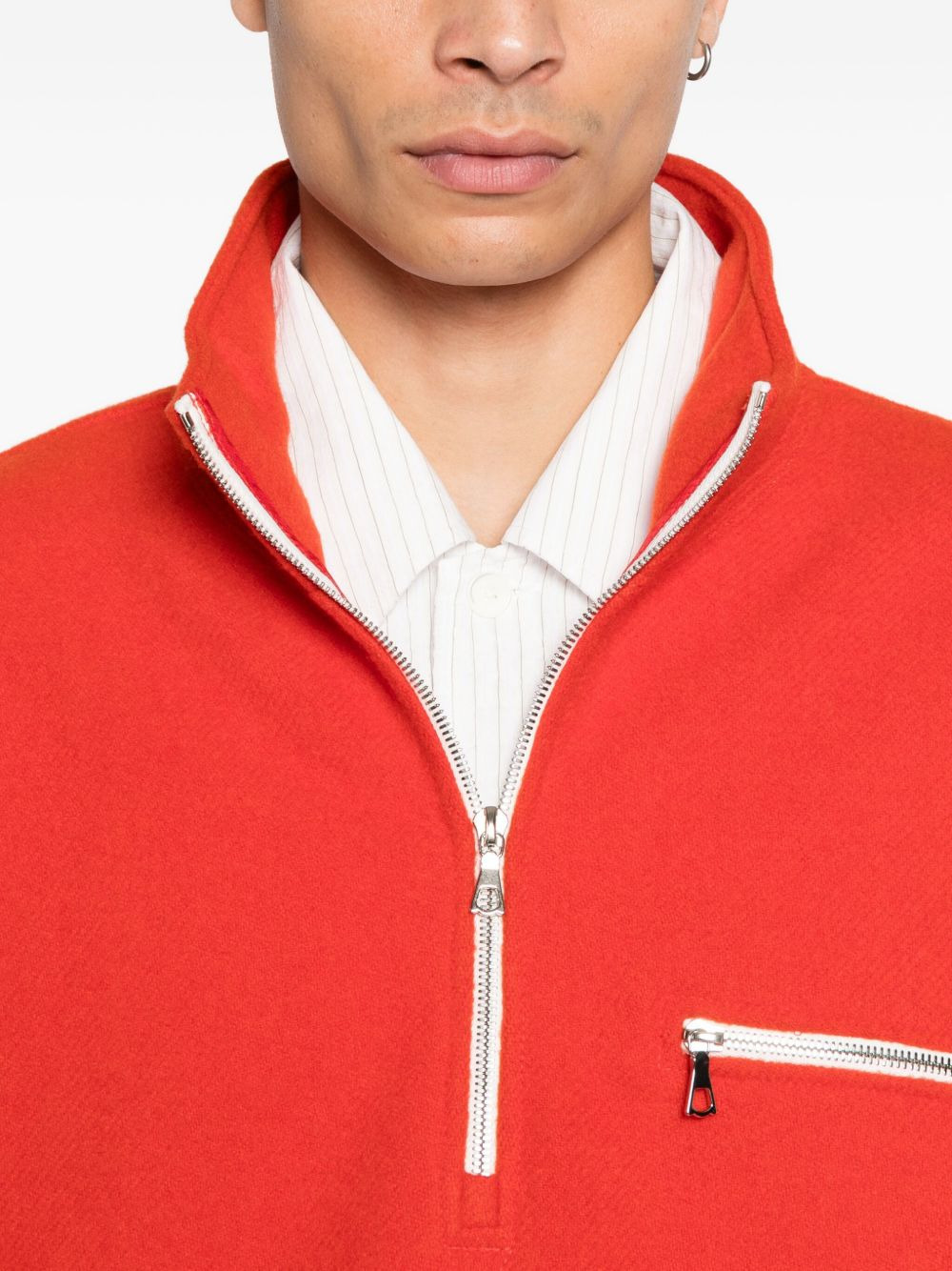 virgin wool zip-up sweater - 5