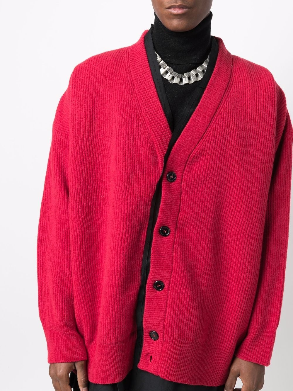 layered wool cardigan - 6