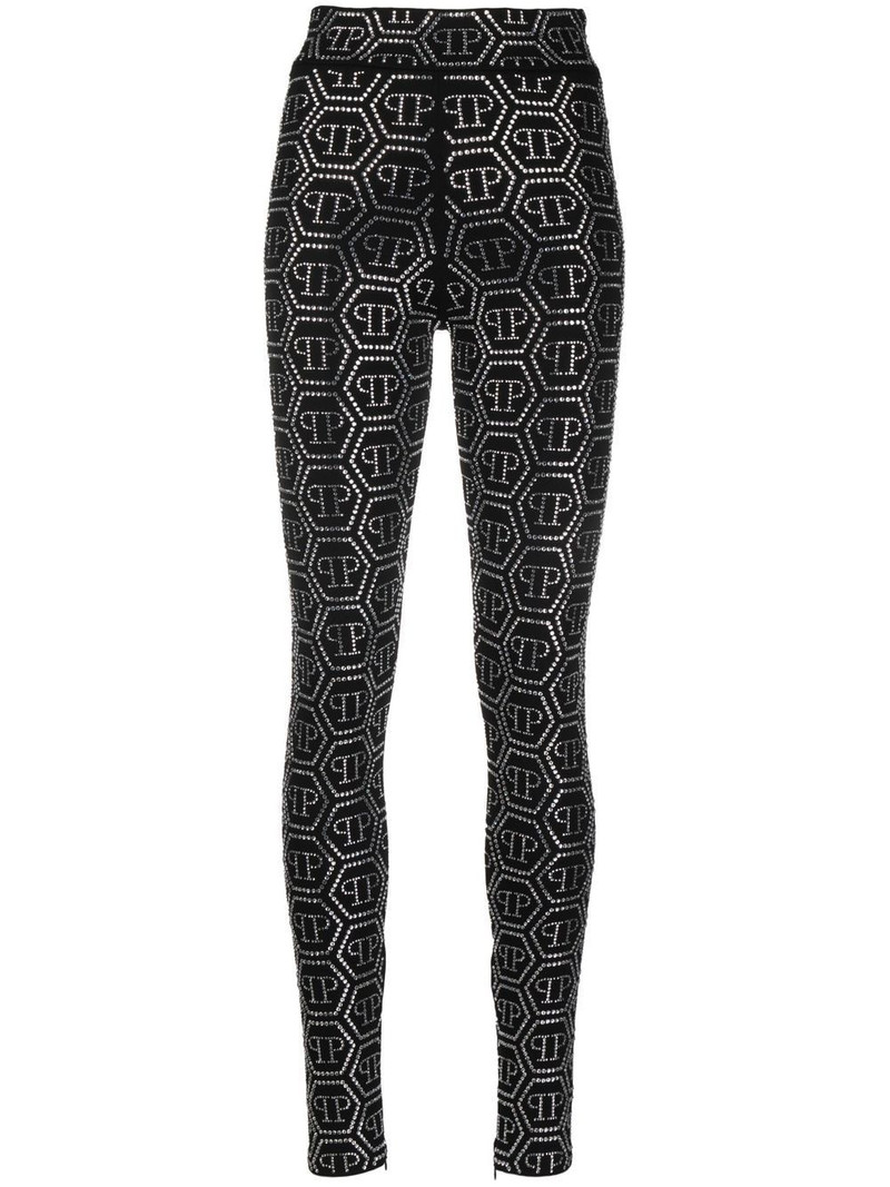 monogram-print embellished leggings 1