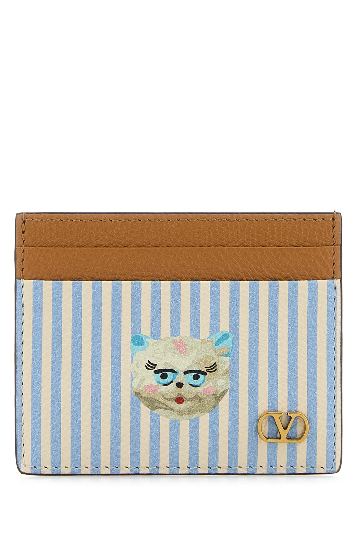 Printed leather VLogo Signature card holder - 1