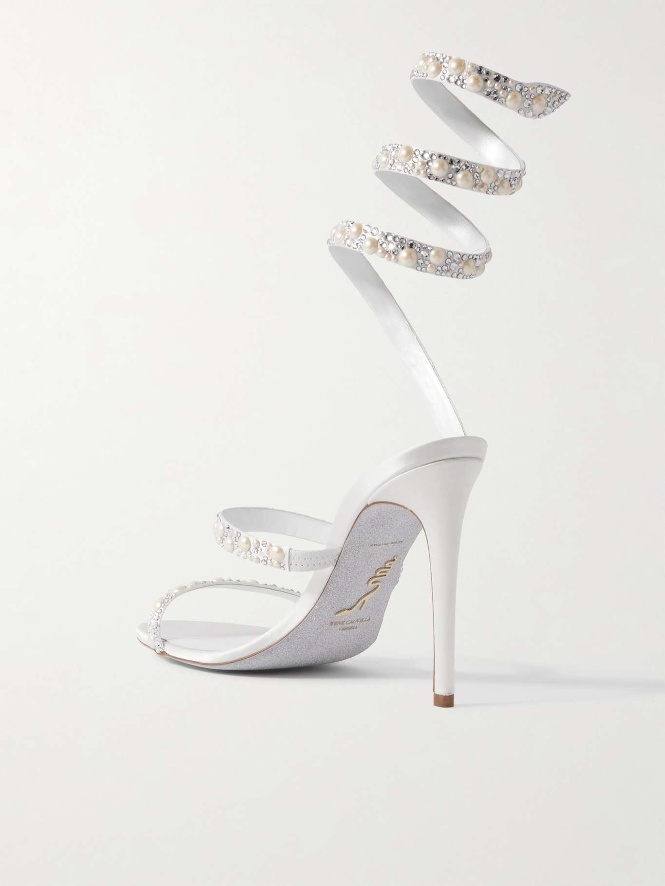 Chandelier embellished satin sandals White - 3