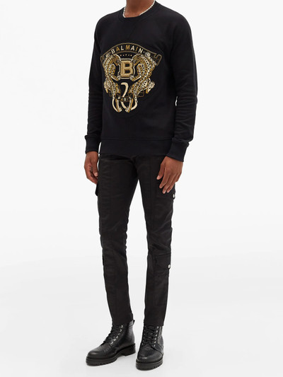 Balmain Logo-embroidered slim-leg cargo jeans outlook