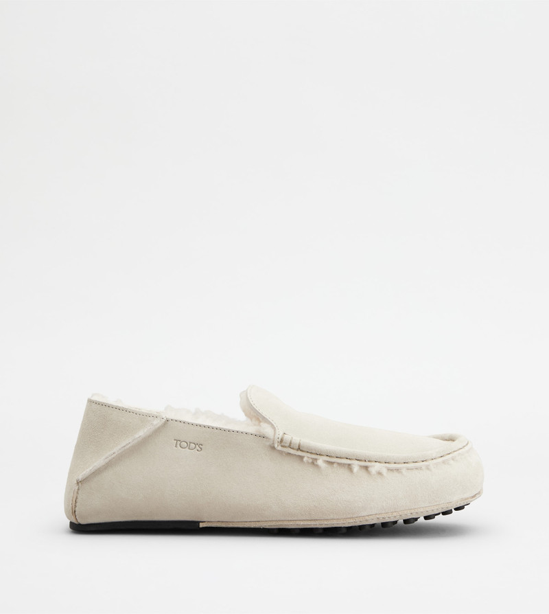 SLIPPER LOAFERS IN SUEDE - OFF WHITE 1