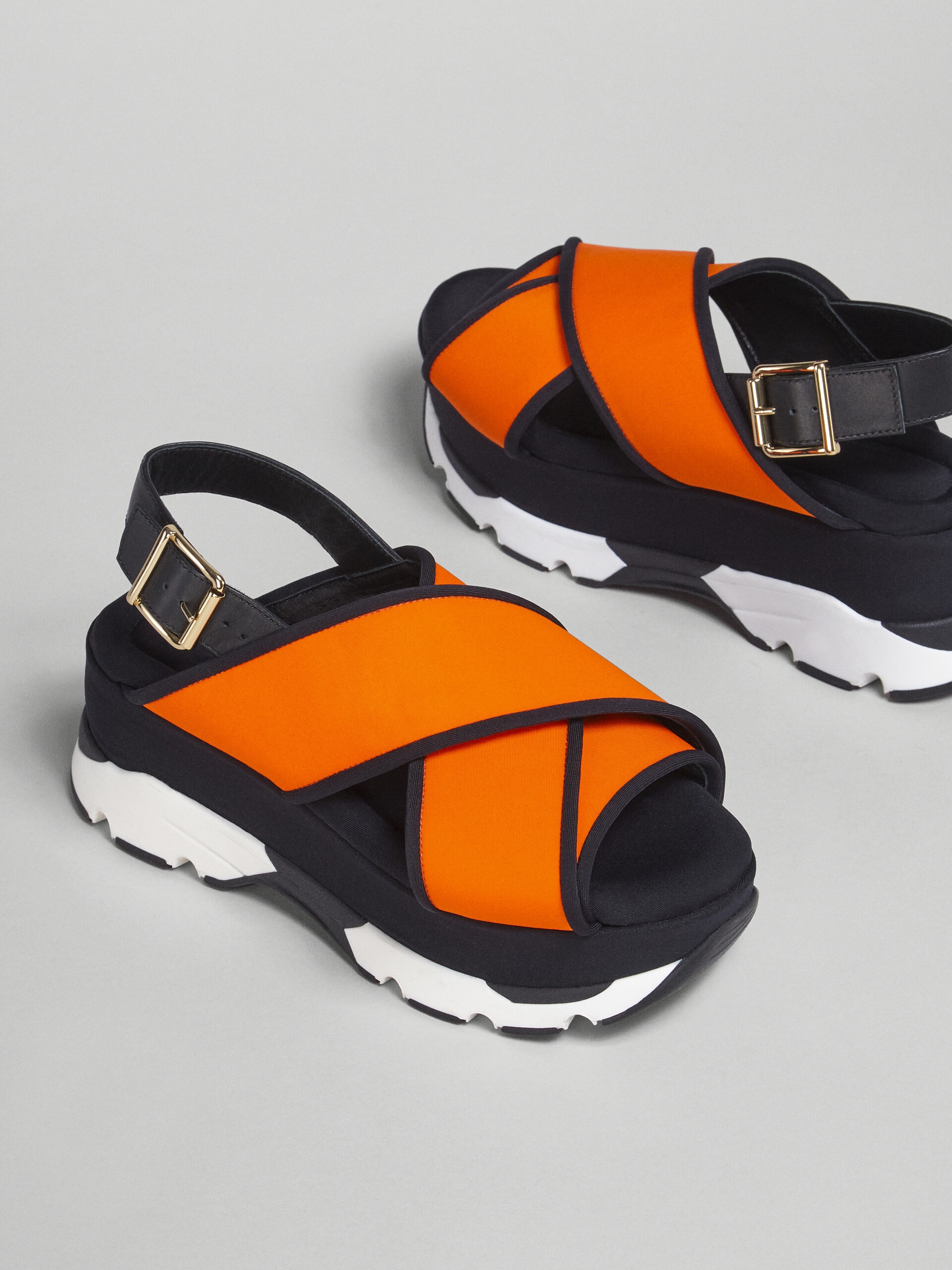 ORANGE TECHNICAL FABRIC CRISS-CROSSWEDGE SANDAL - 5