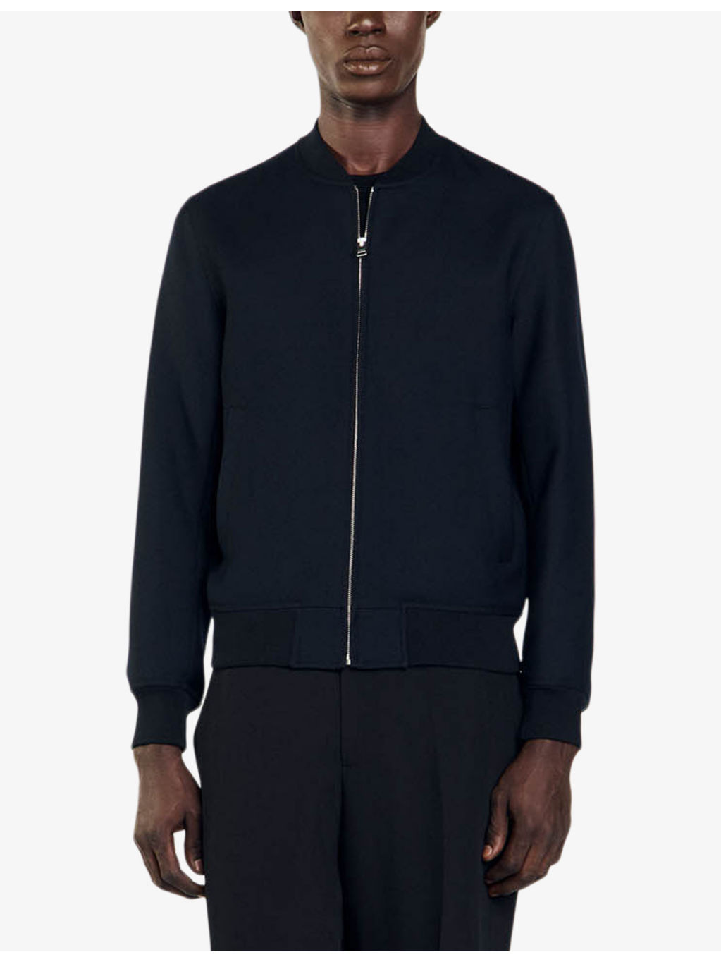 Regular-fit ribbed-collar wool-blend bomber jacket - 3
