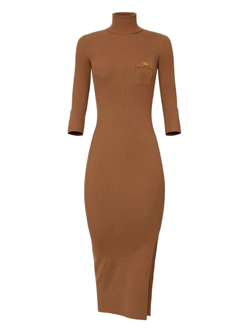 ribbed chest-pocket midi dress 1