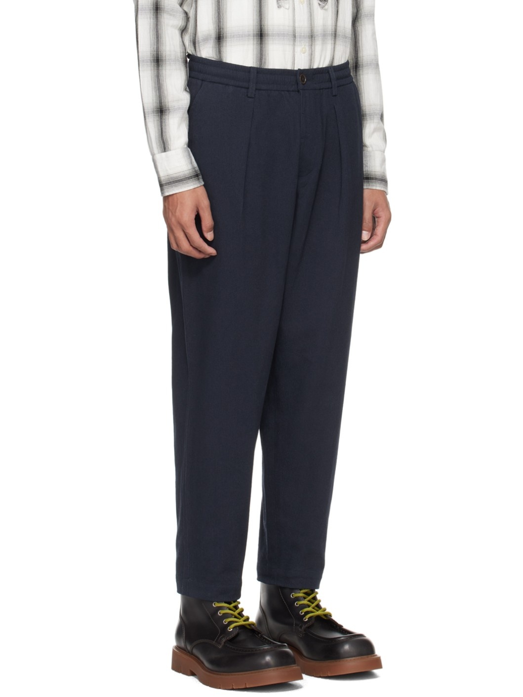 Navy Pleated Trousers - 2