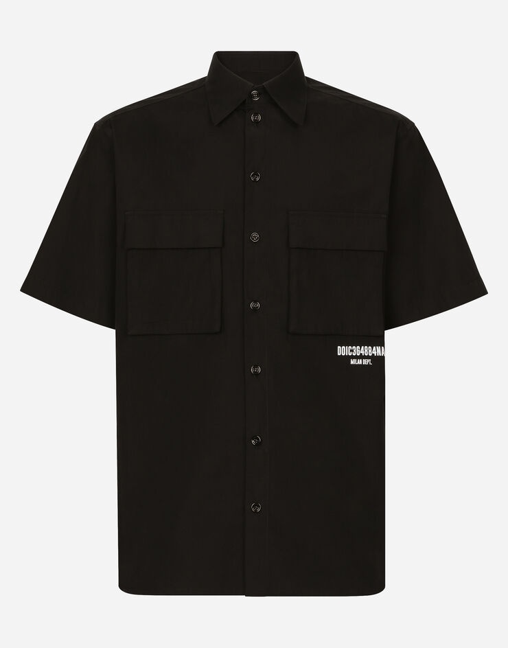 Cotton poplin shirt with logo print - 1