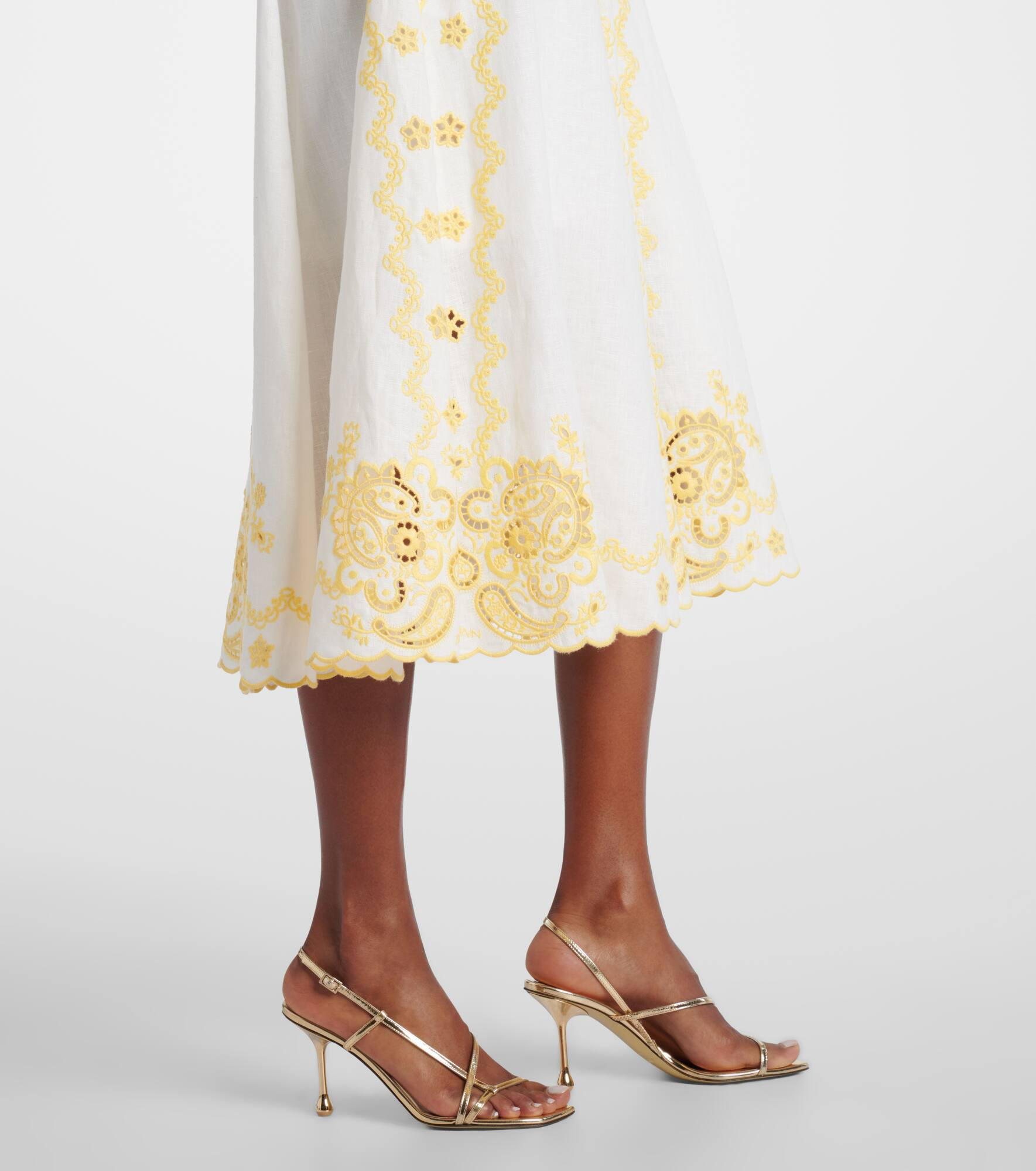 Lucky embroidered linen midi dress - 5
