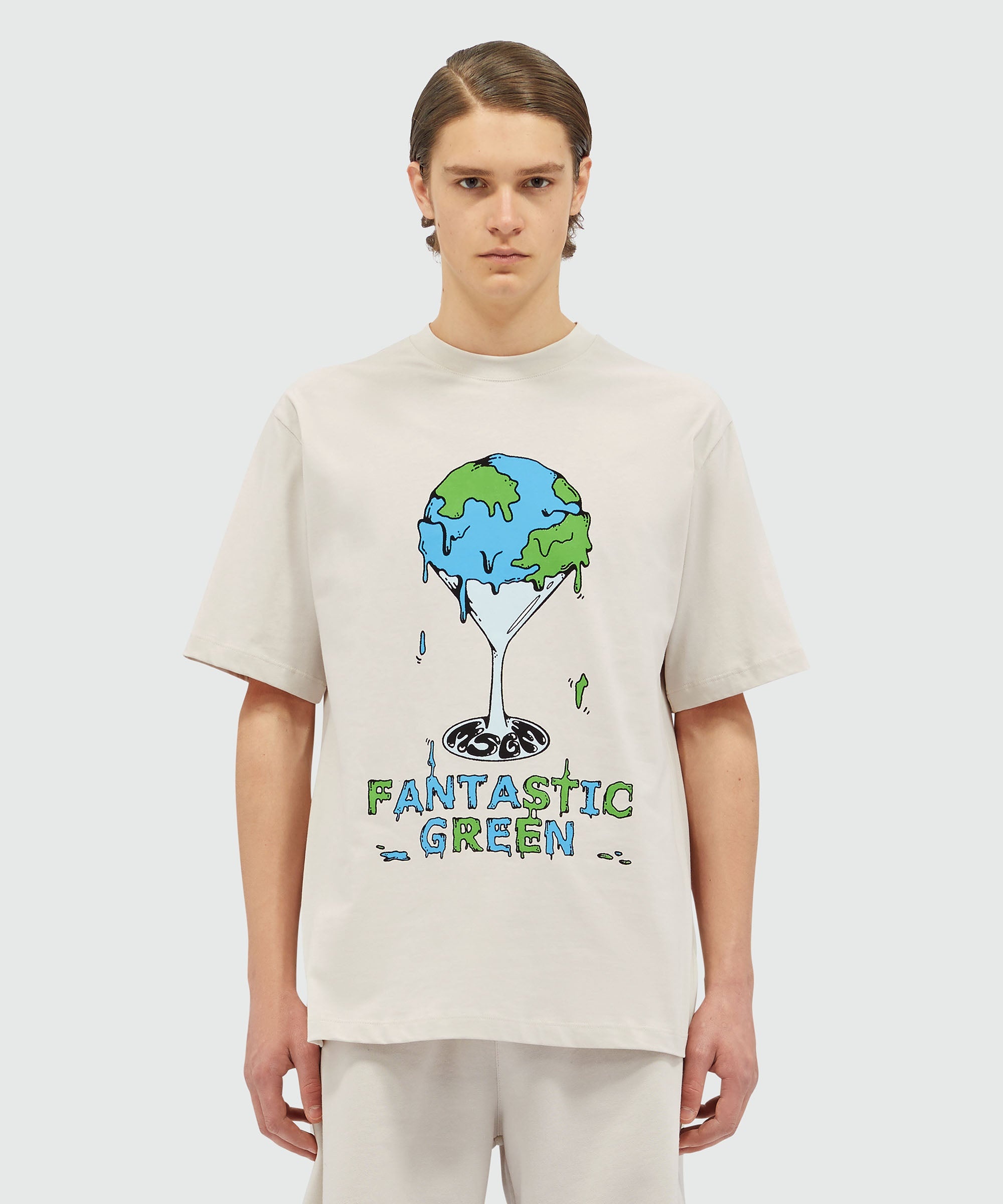 Organic cotton "Fantastic Green Burro Studio" beige T-shirt - 2