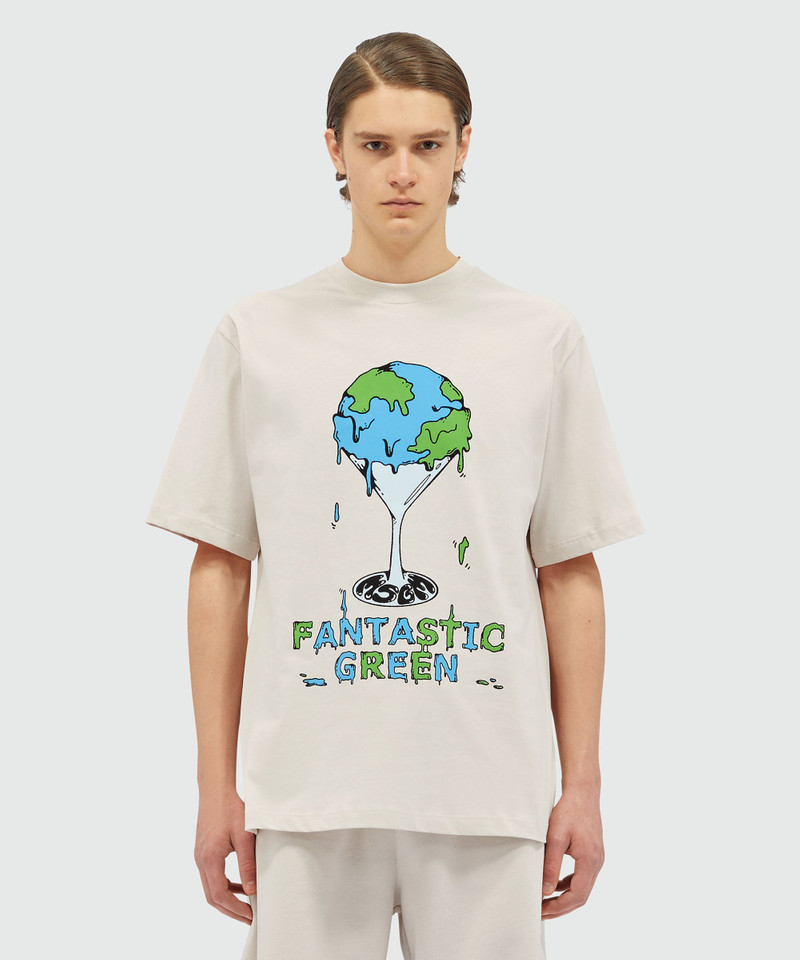 MSGM Organic cotton "Fantastic Green Burro Studio" beige T-shirt outlook