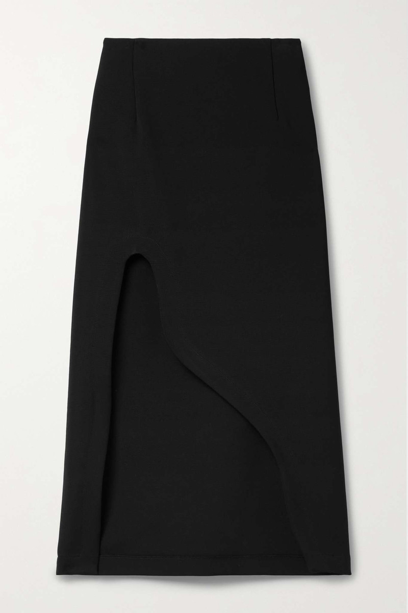 Asymmetric jersey midi skirt 1