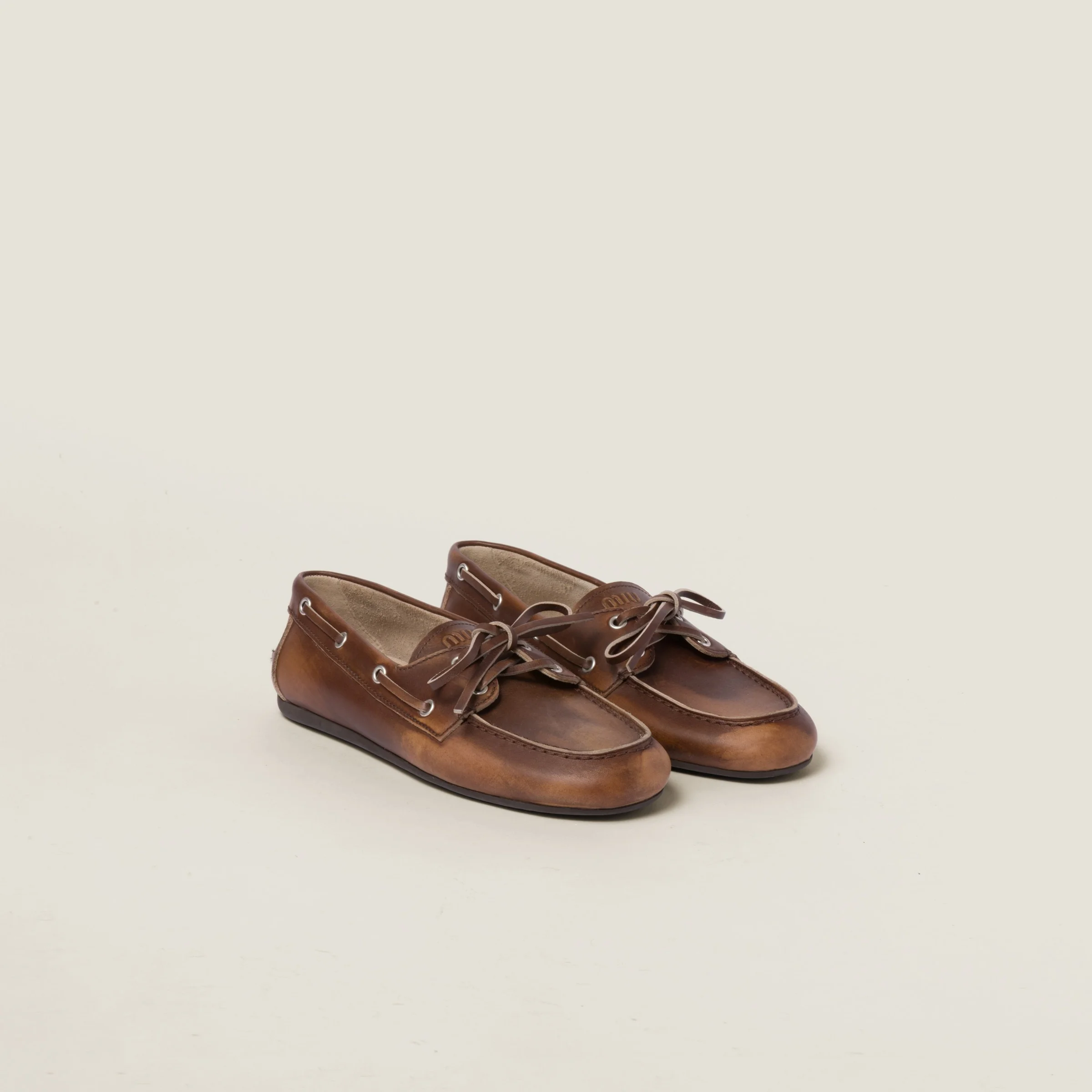 みーる Miu Miu Unlined bleached leather loafers | REVERSIBLE