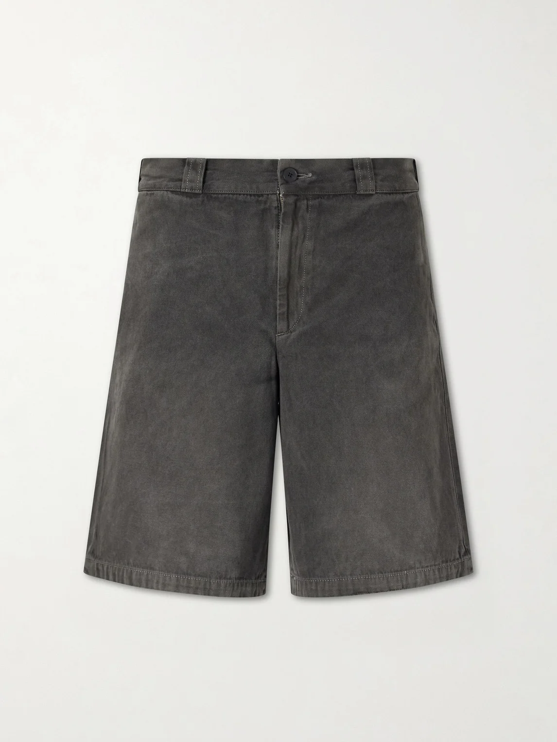 Straight-Leg Distressed Cotton and Linen-Blend Twill Shorts - 1